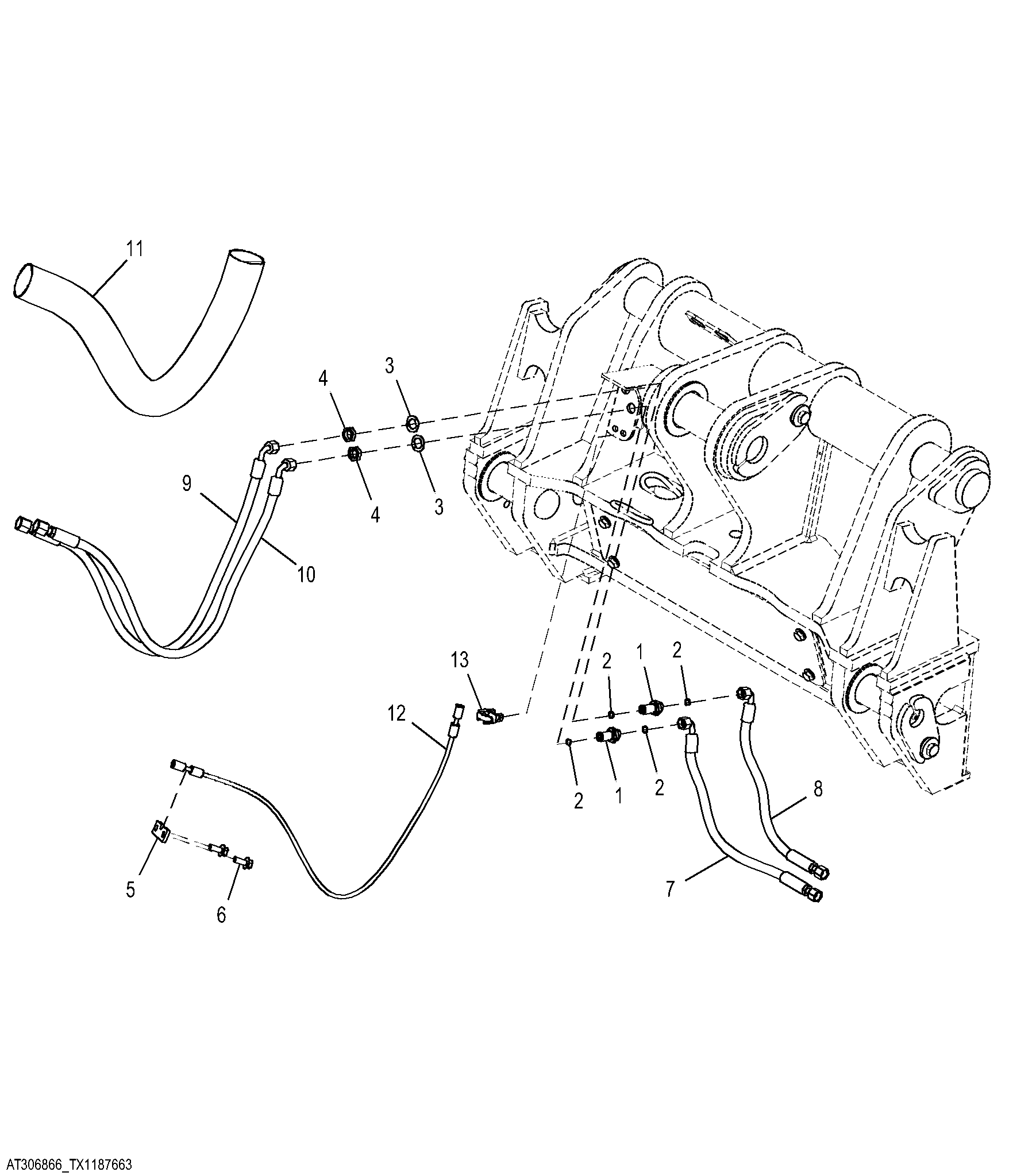 Cable Reinforced Coupler Hydraulic Lines (Z-Bar)