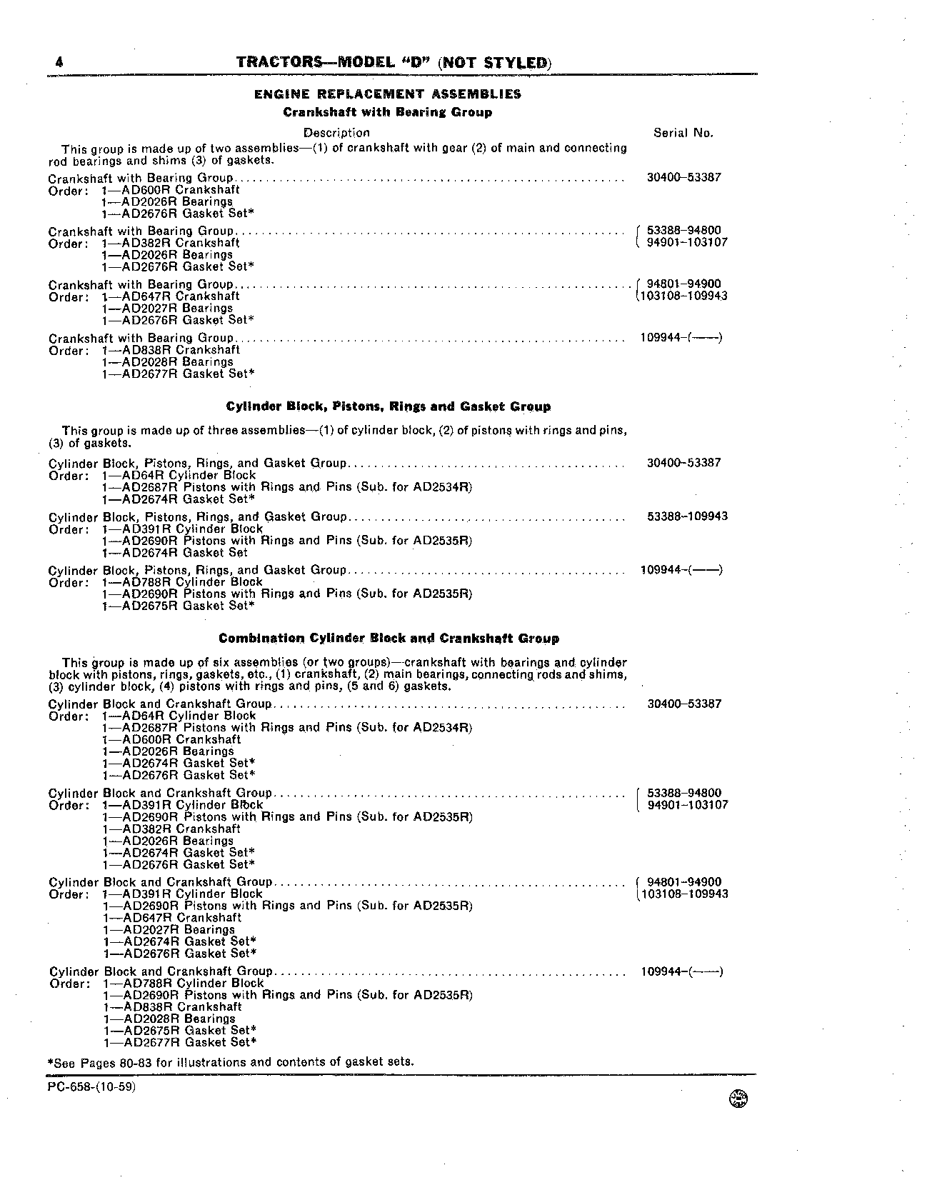 Replacement Assemblies (Engine)