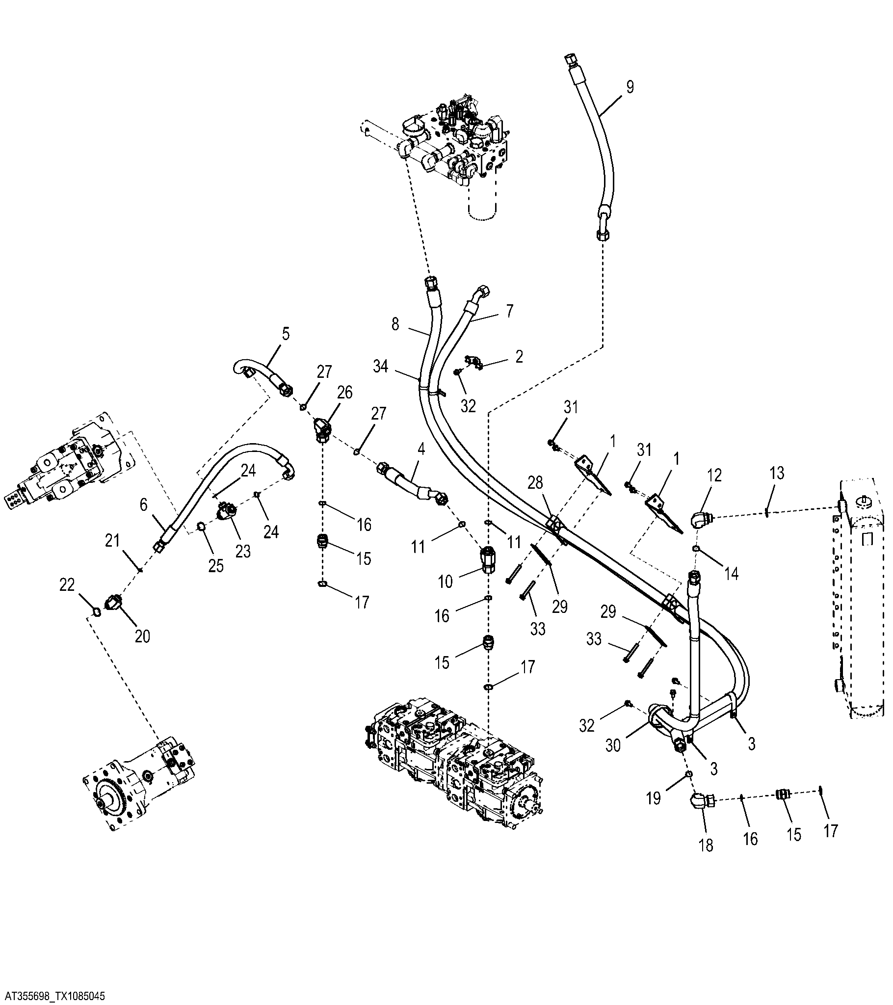 Transmission Bypass Cooler Plumbing (Outside Dozer) (STD / WT)