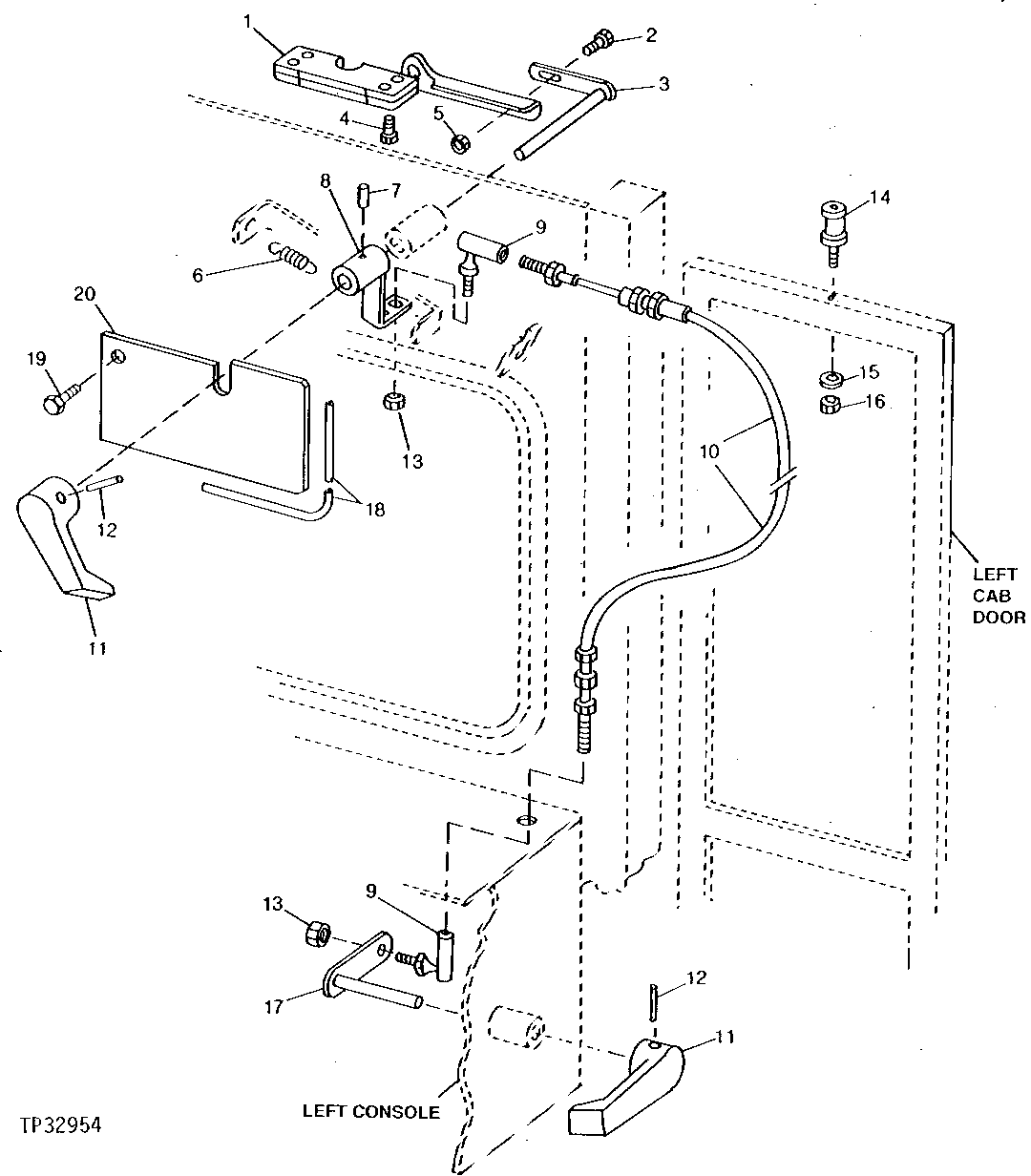 Cab Door Lower Hold-Open Release (644E) (533832 - )