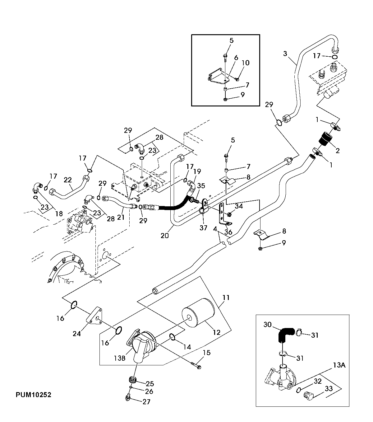 Hydraulic Filter, Suction Line, Rockshaft Supply Line