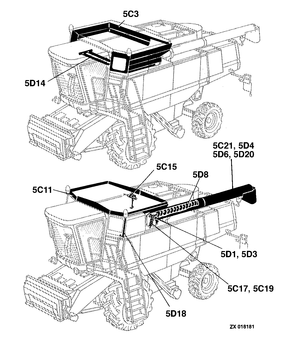 130 CLEAN GRAIN ELEVATOR, GRAIN TANK AND UNLOADING AUGER