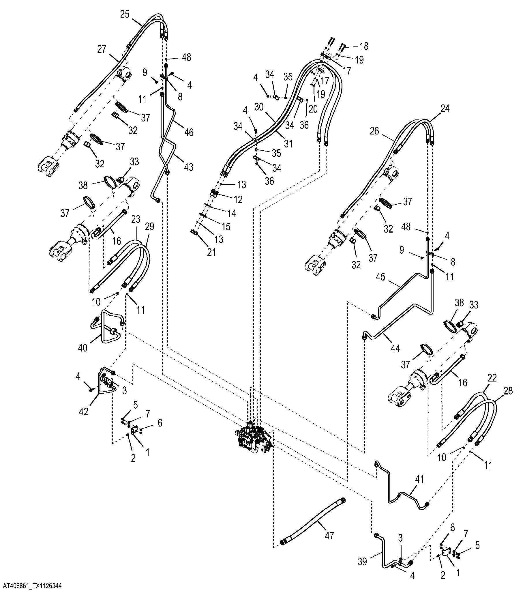 Boom and Bucket Cylinder Hydraulics (Tool Carrier) (3-Spool Control Valve) (649773 - )