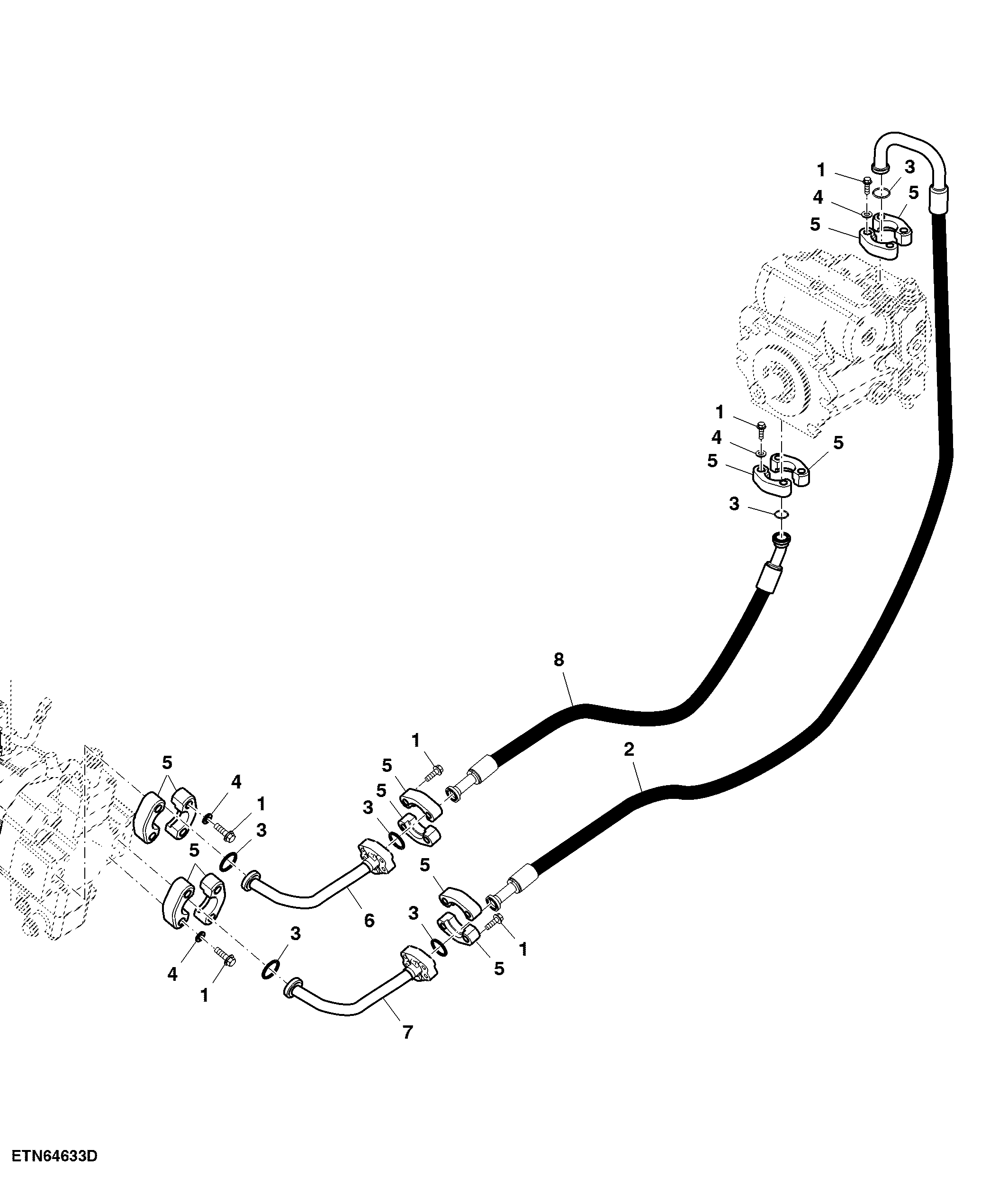 Hydrostatic Drive Hoses, Component, Closed Centre Hydraulic System, 2WD