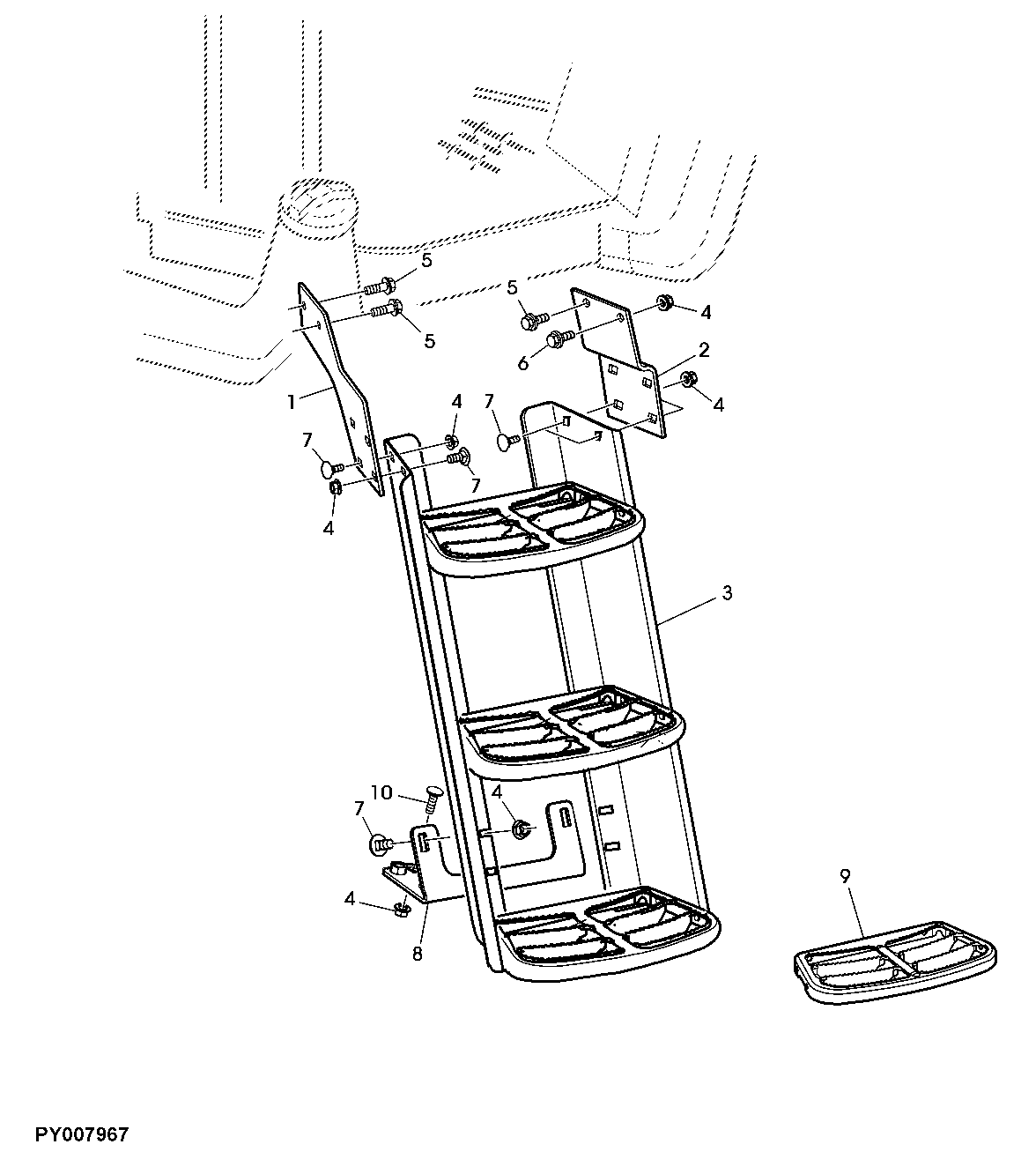 STEPS FOR OPEN OPERATOR'S STATION (STANDARD VERSION, LH)