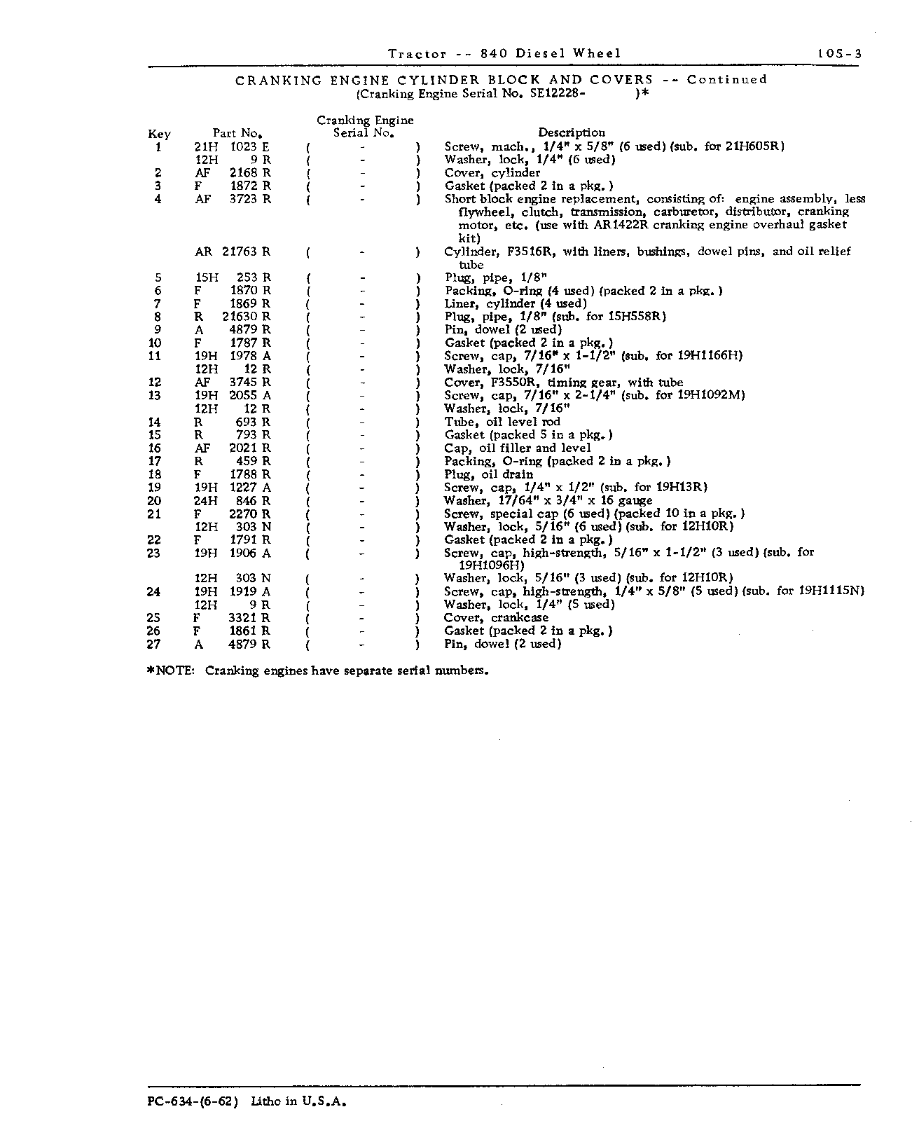 Cranking Engine (Continued)