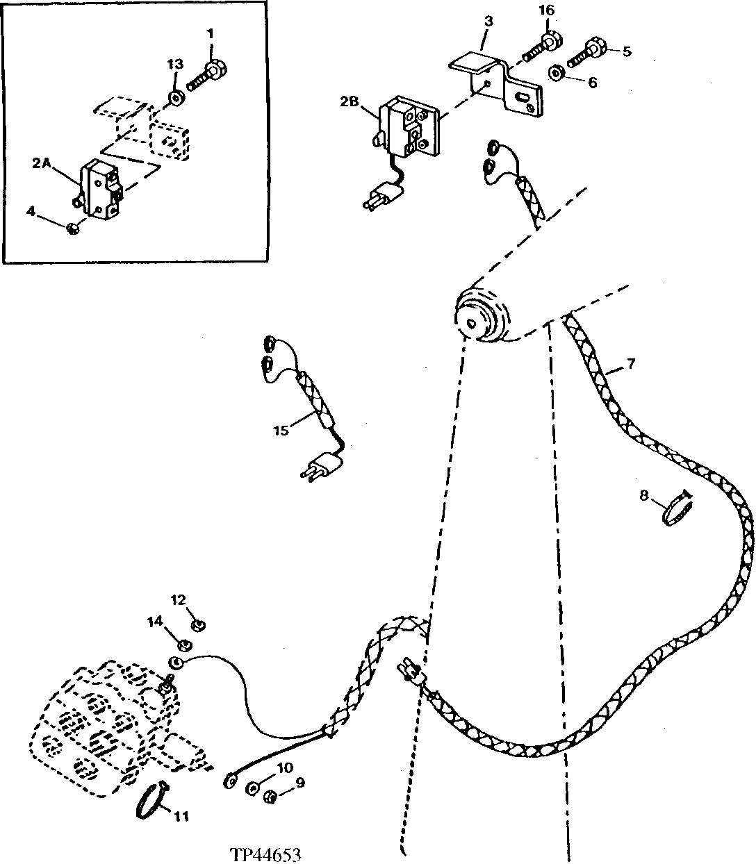 LOADER CONTROL VALVE RETURN-TO-DIG WIRE HARNESS AND SWITCH