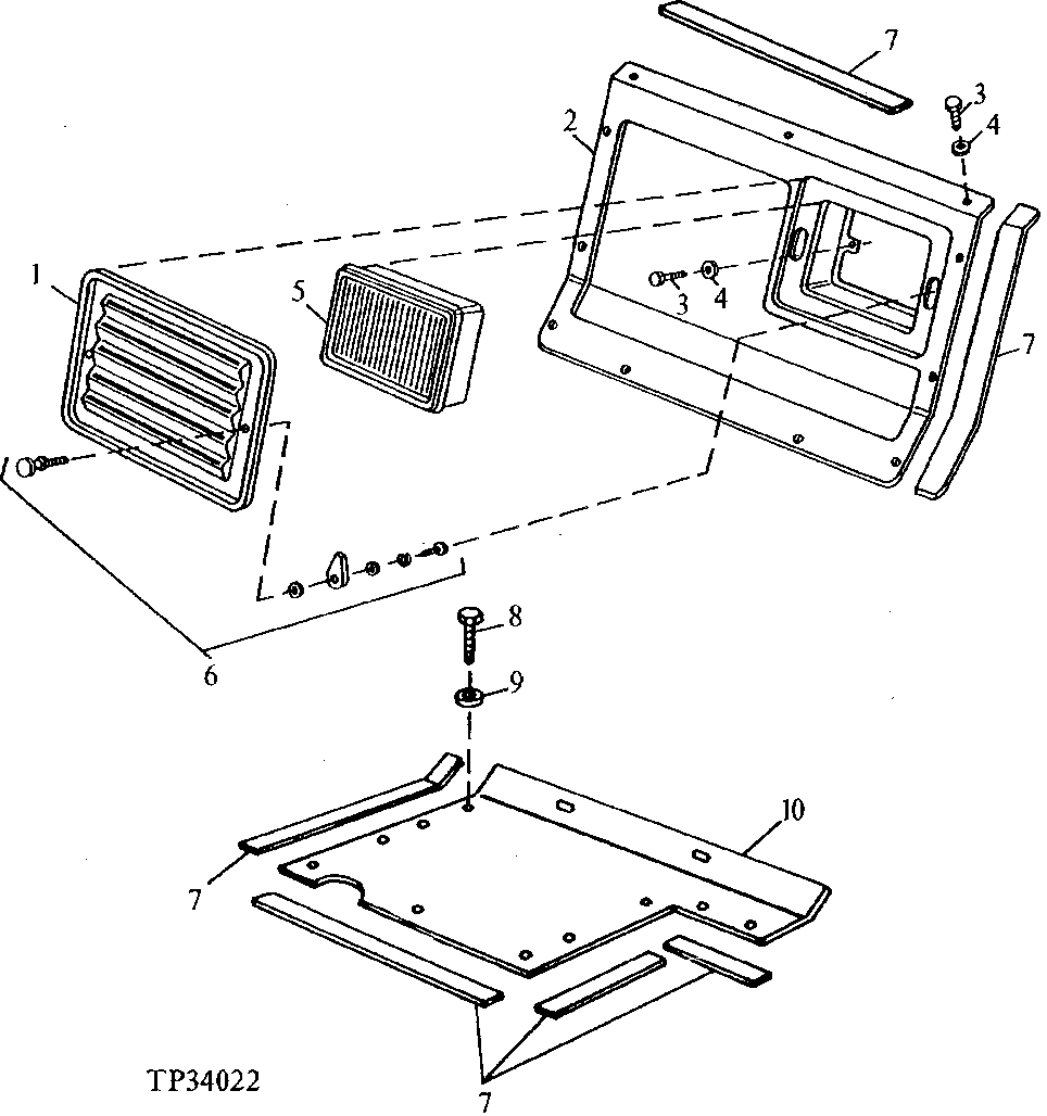 CAB REAR PANEL AND RECIRCULATION FILTER ( - 550374)
