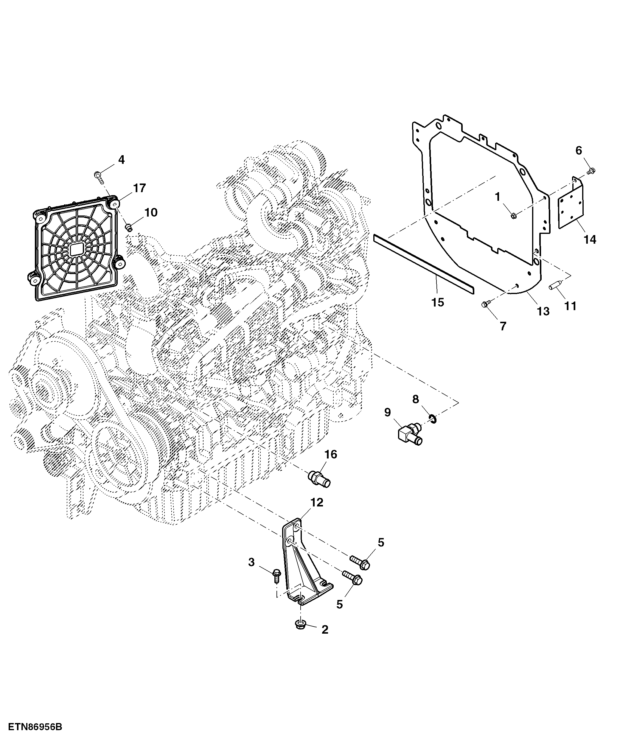 Engine Mounts, Engine Control Unit, Fittings and Flywheel Dust Plate - Interim Tier 4