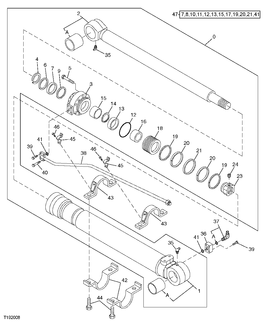 Bucket Cylinder, 4.9 M Long Arm, Units Built Before December 2005