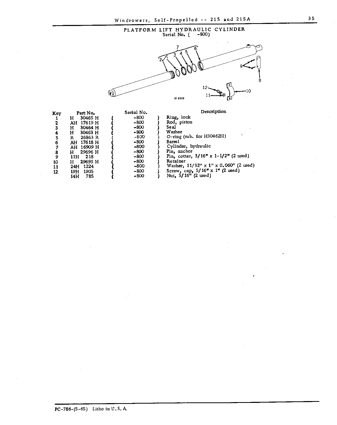 Cylinder, platform lift hydraulic ( -800 )