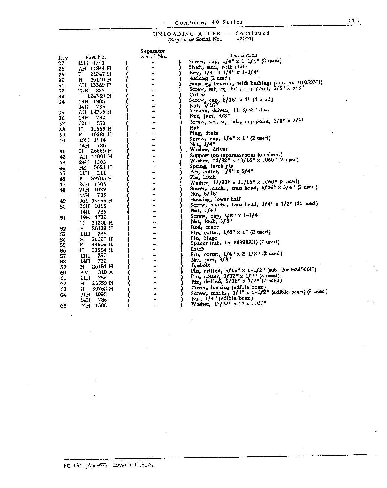Grain Tank, Loading and Unloading Augers (Continued)