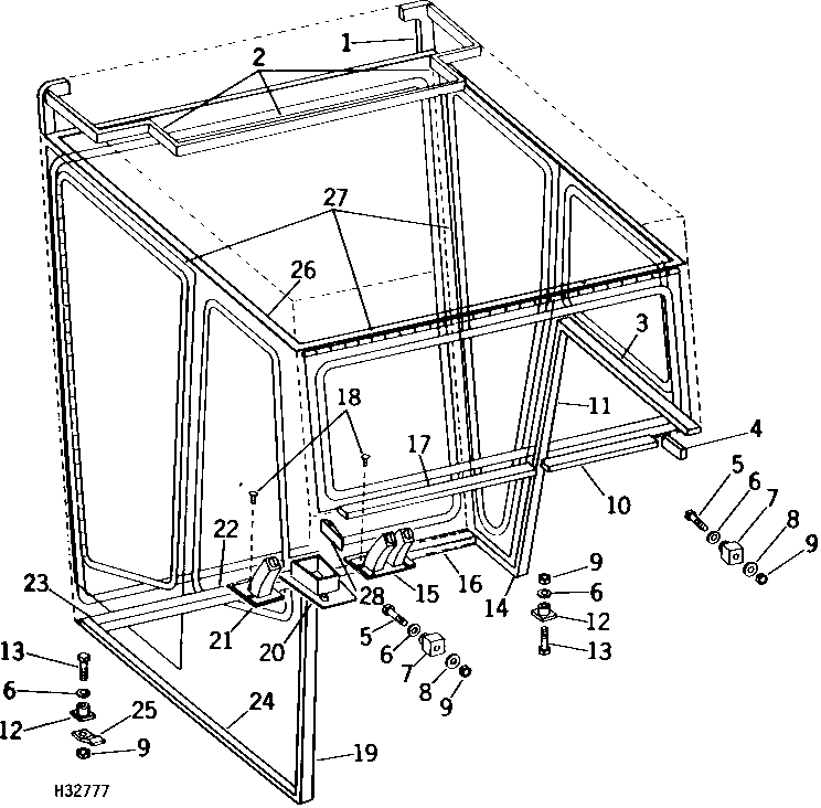 OPERATOR'S CAB MOUNTING BRACKETS, BUSHINGS, AND SEALS