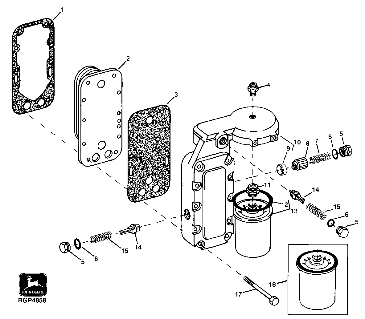 Engine Oil Cooler, Housing And Filter (6076)