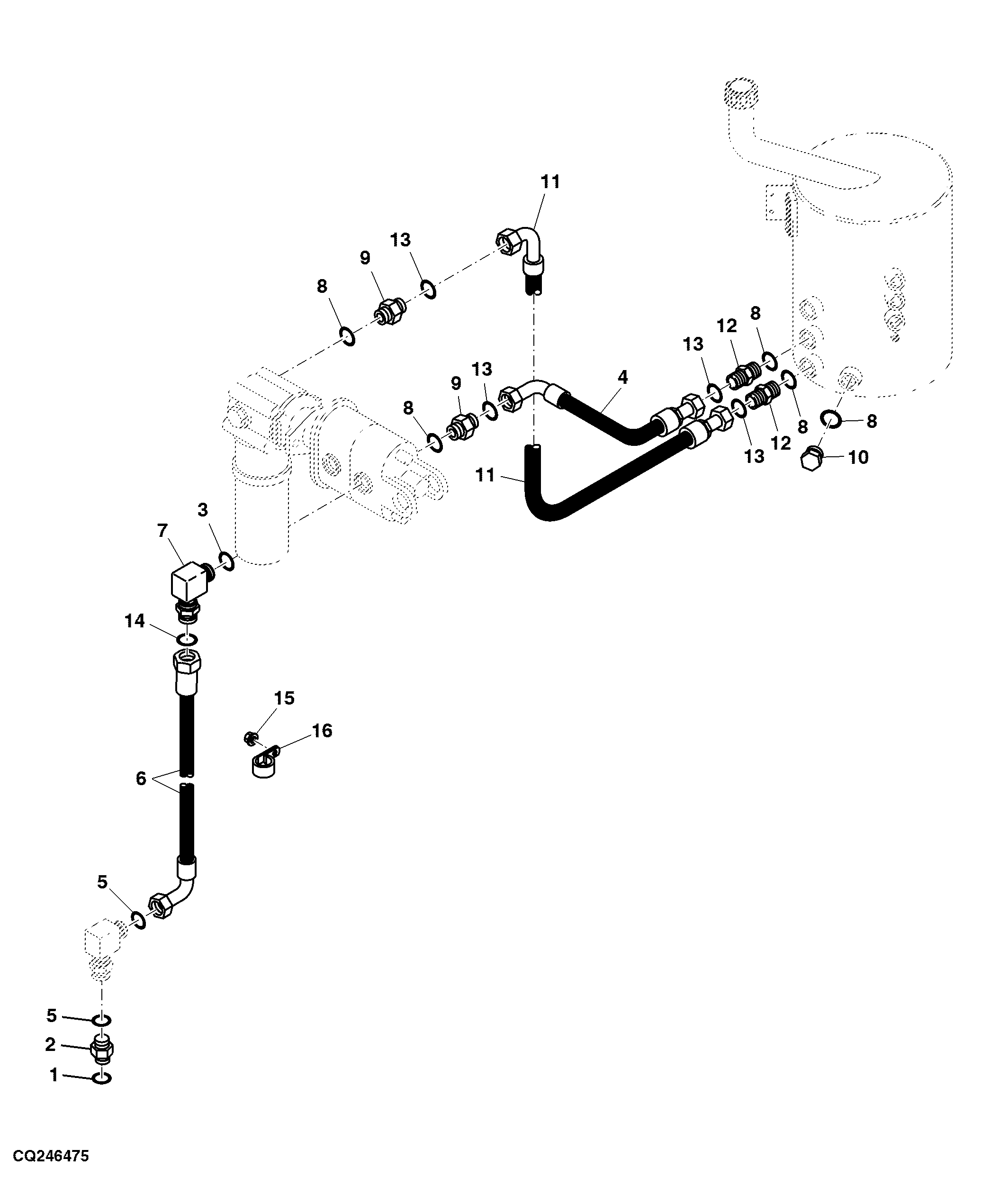Suction and Return Hose, Main Hydraulic Pump