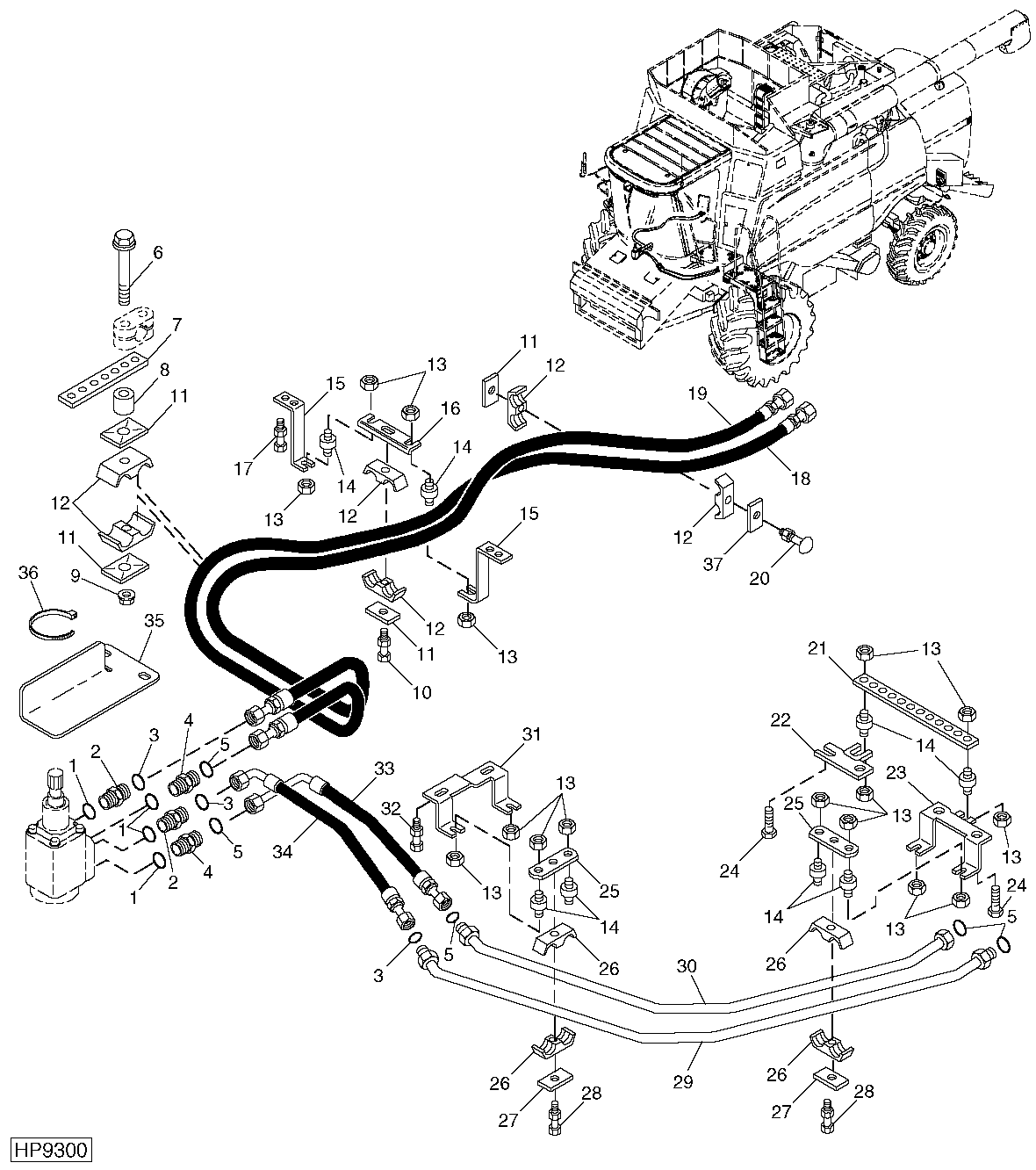 Steering Hoses and Lines, Front ( - 695100)