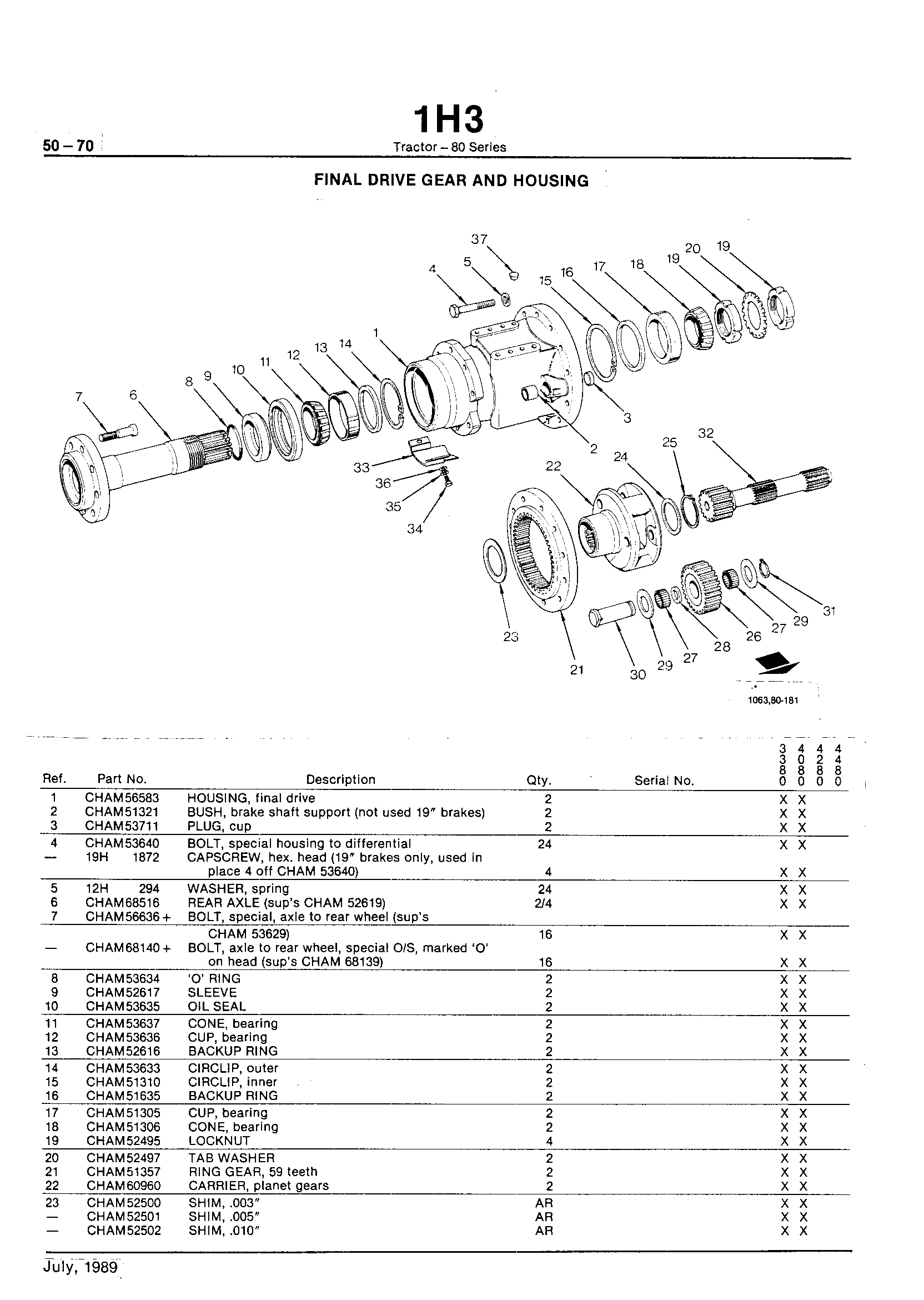 Power Train Final Drive Gear and Housing