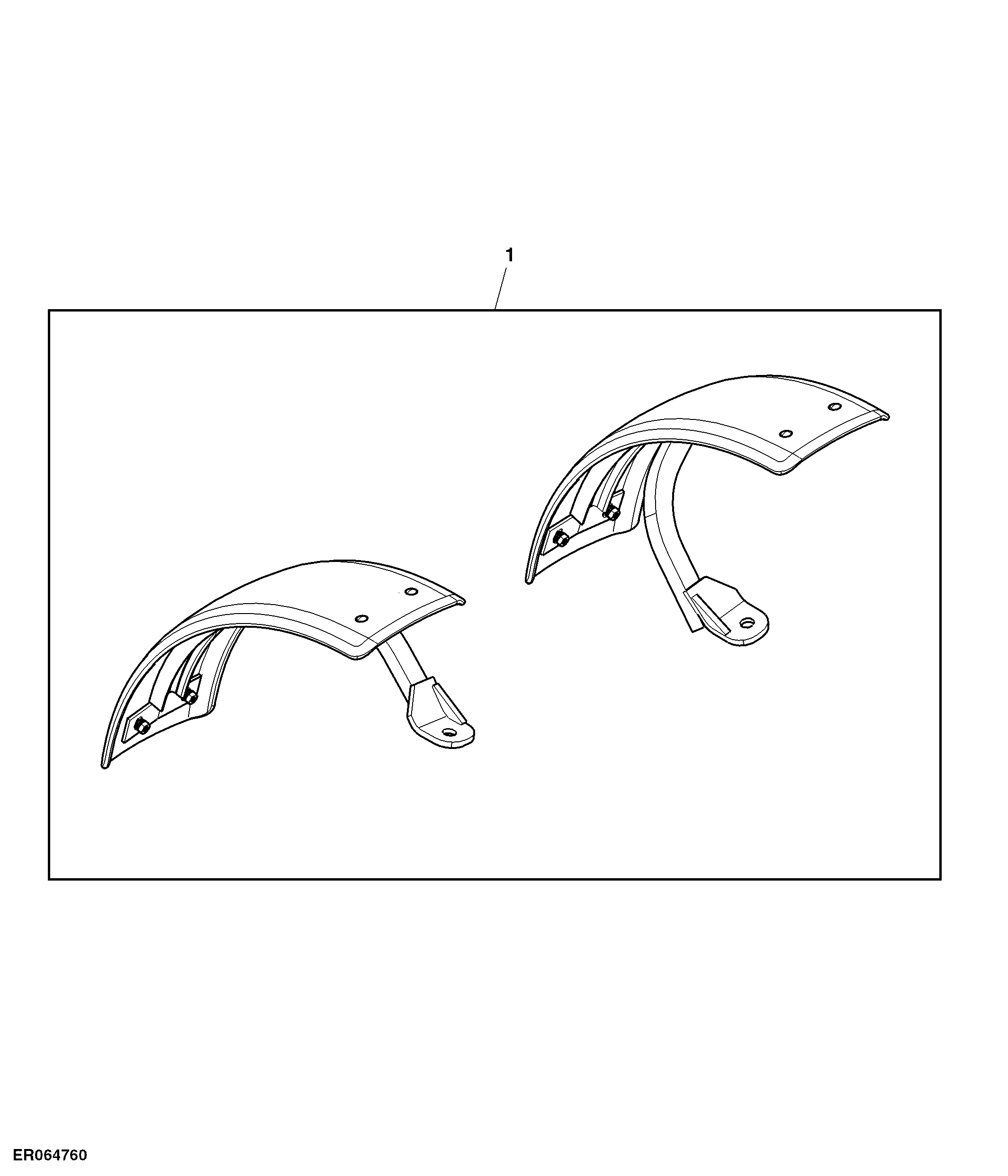 Attachment, Front Fenders, Rigid, 2WD Axle, 225 mm Wide