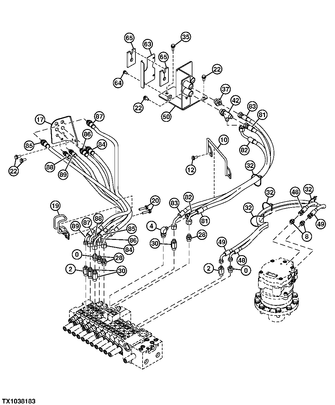 Hydraulic Lines (Control Valve To Swing Motor)