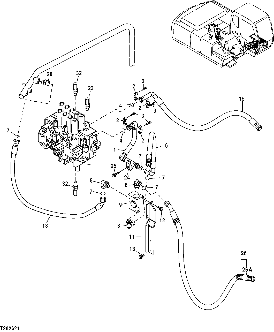 CONTROL VALVE PRESSURE AND RETURN AUXILIARY PLUMBING (FACTORY)