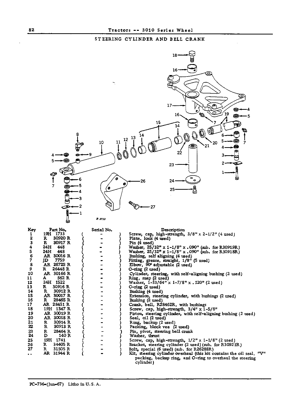 Bell crank, steering