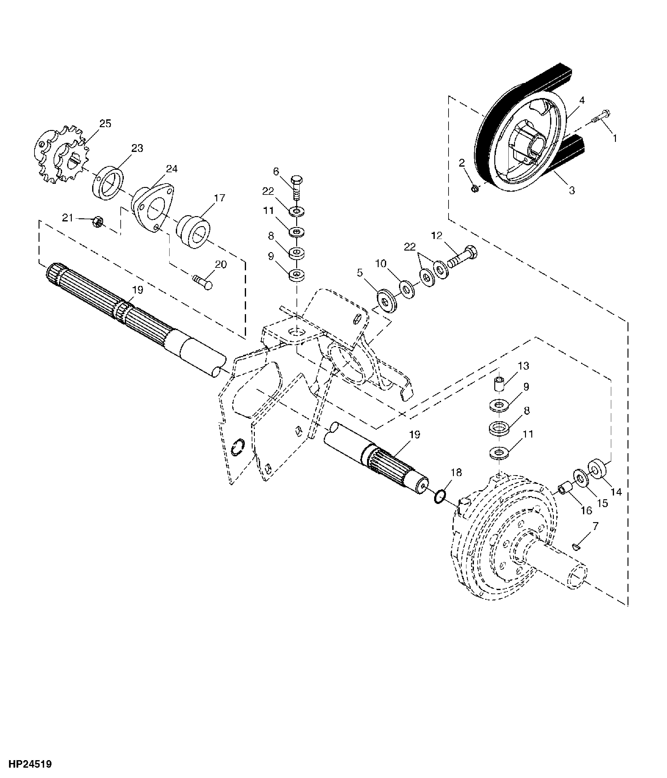 Front Drive Shaft, Sheave and Mountings, Fixed Speed