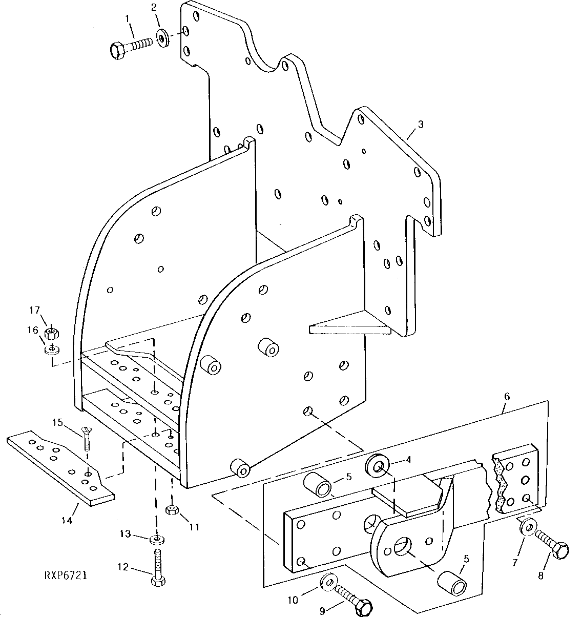Drawbar Support And Draft Link Attaching Bracket