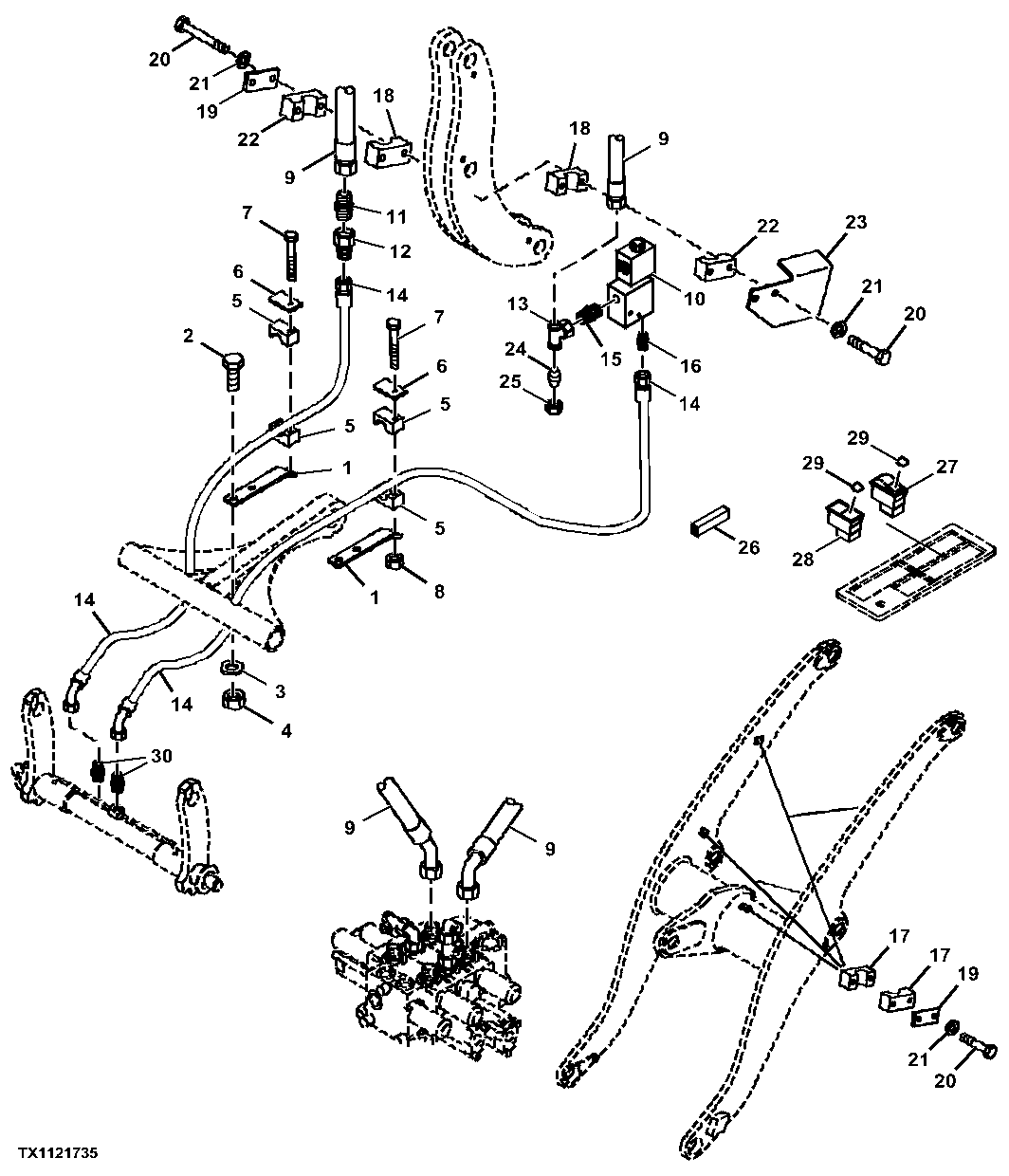 Loader Boom and Link Hydraulic Lines (030869 - )