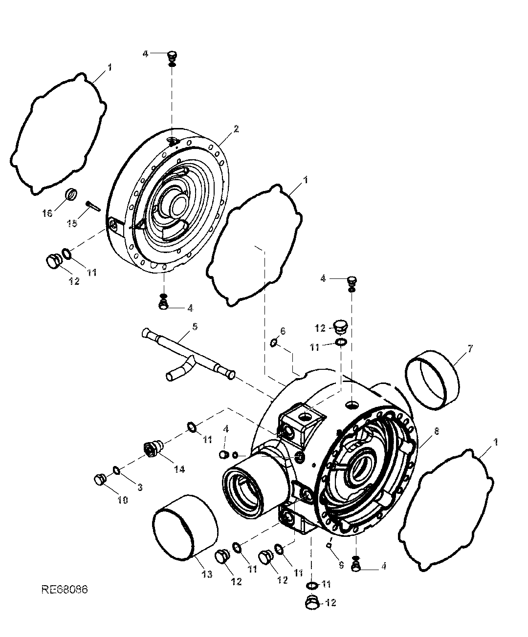 STANDARD DIFFERENTIAL CASE, OSCILLATING, REAR, 1200 SERIES (RE68086)