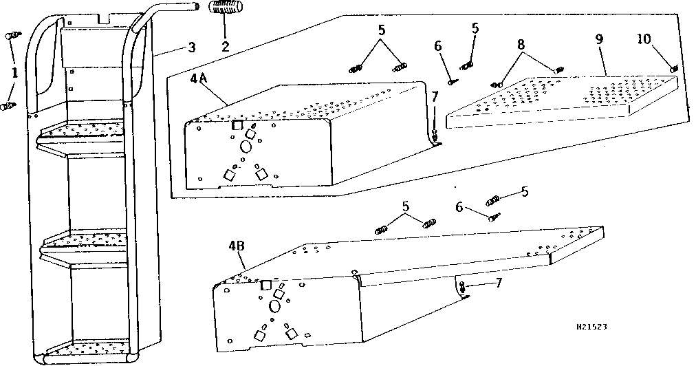 OPERATOR'S PLATFORM LADDER, LANDING, AND EXTENSION