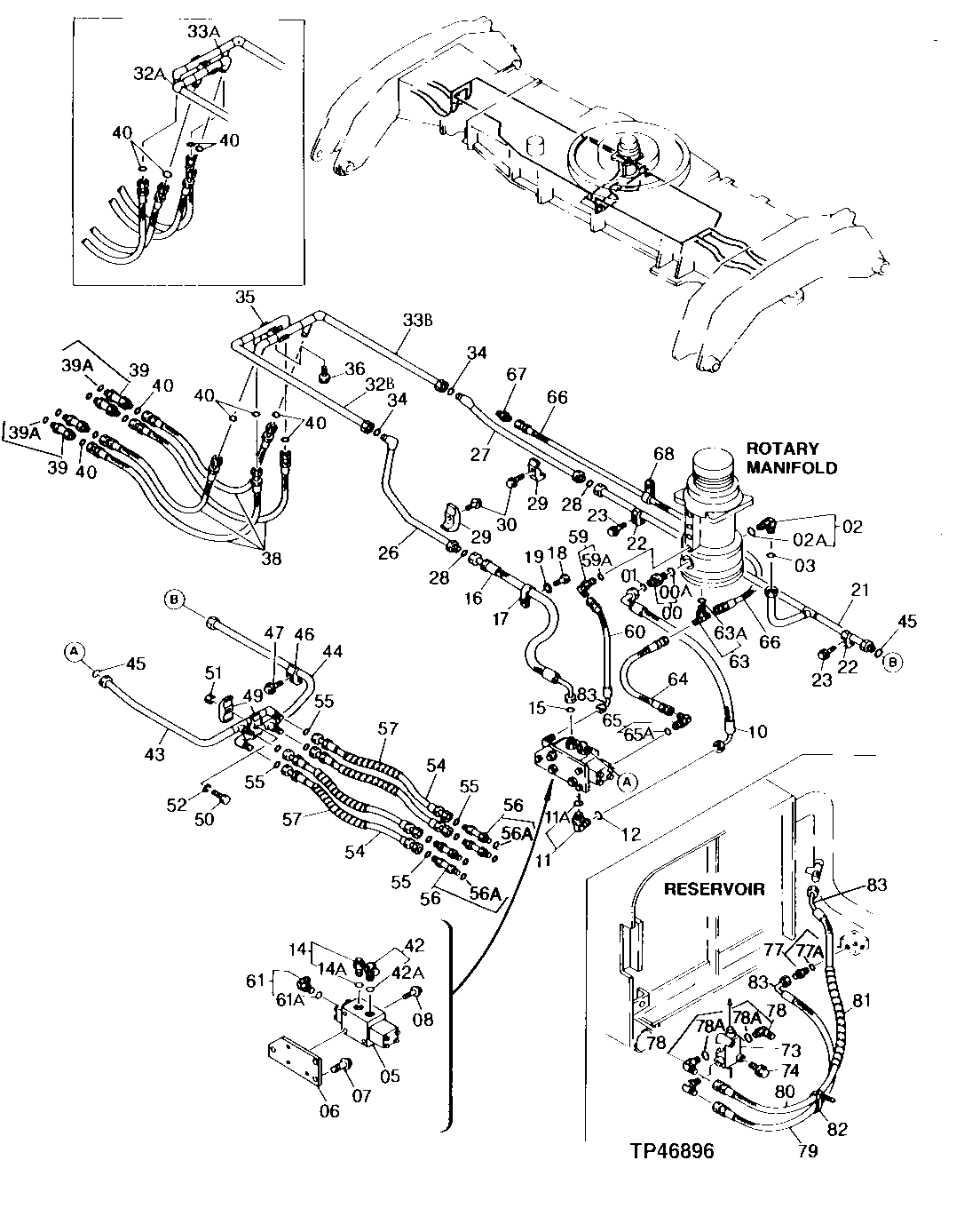 FOUR-STABILIZER HYDRAULIC HOSES AND LINES ( - 001058)