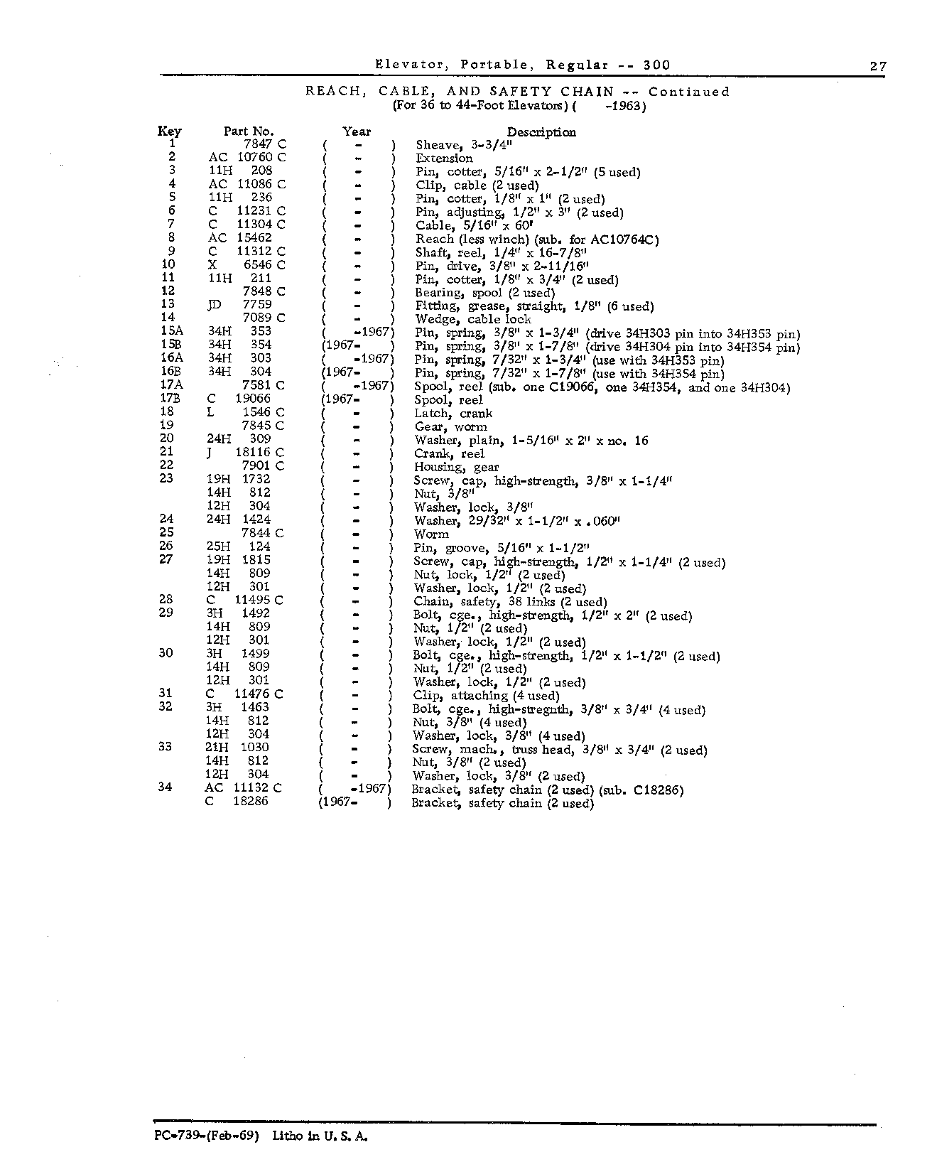 CHAIN, SAFETY: For 36- to 44-Foot Elevators ( -1963) (Continued)