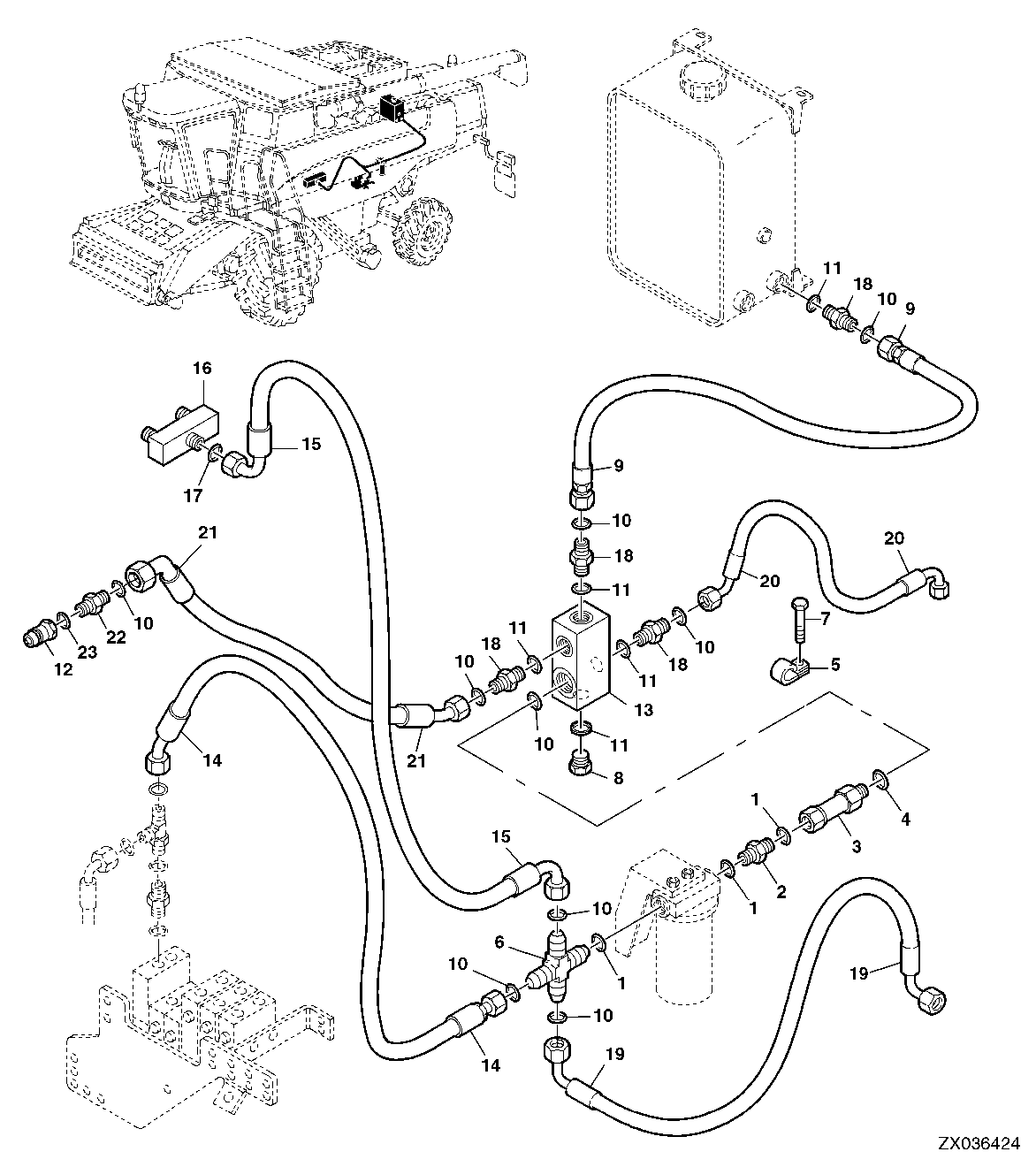 HYDRAULIC RETURN LINES, WITH CHAFF SPREADER