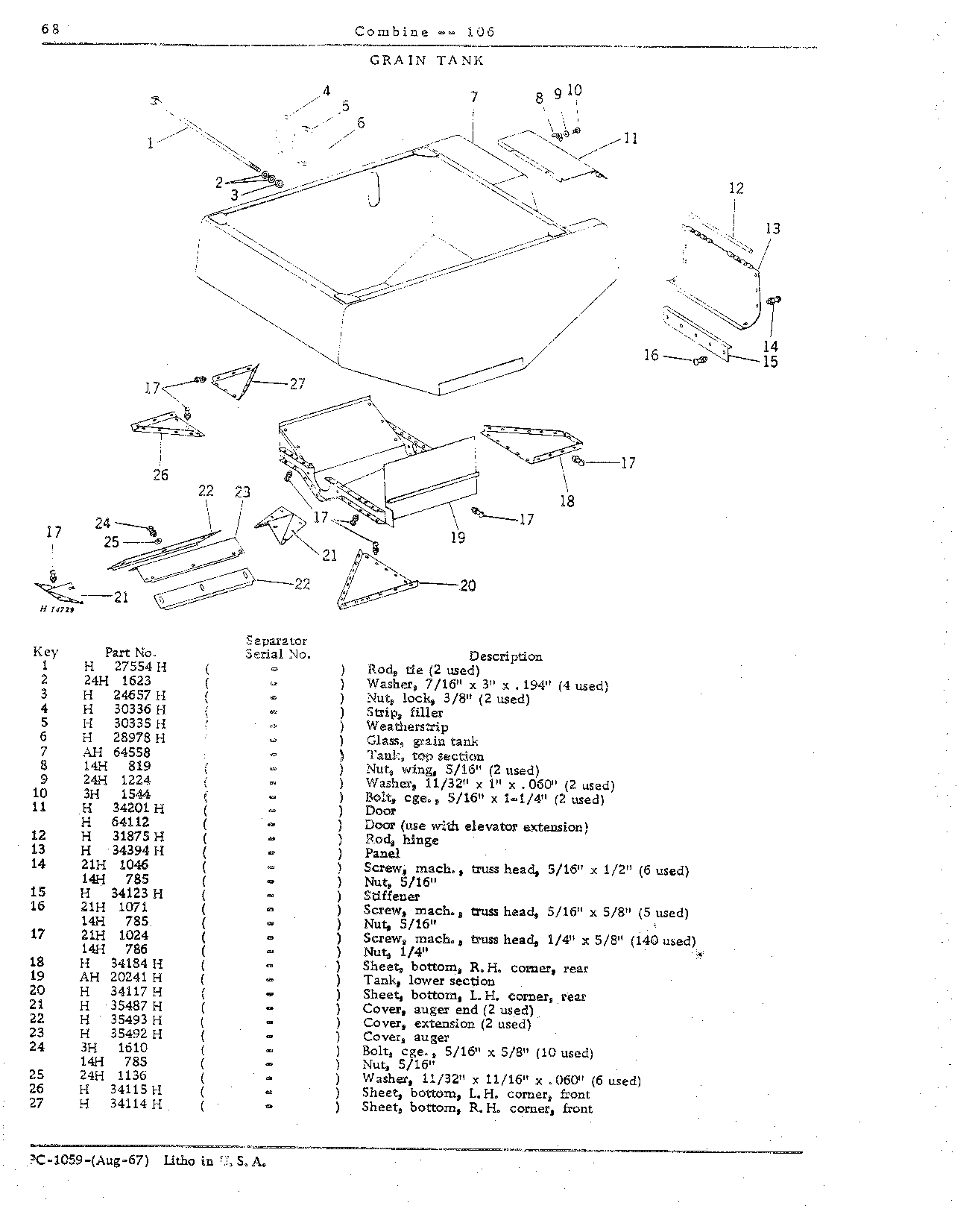 Grain Tank, Unloading Auger Electromagnetic Clutch, Loading and Unloading Augers (Continued)