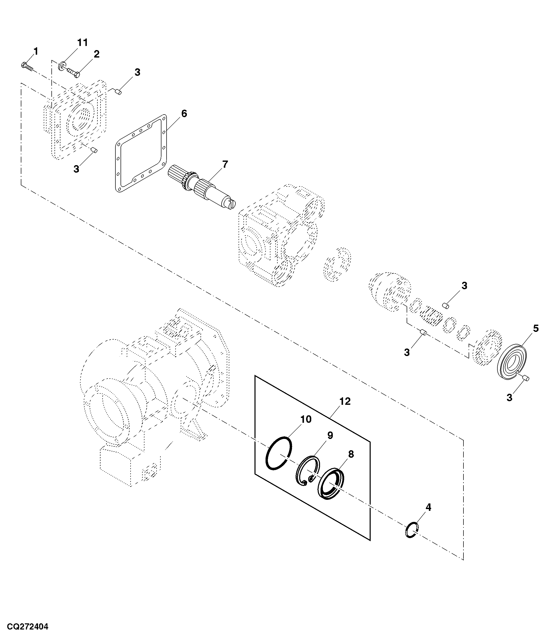 Hydrostatic Drive Pump, Front Cover And Shaft