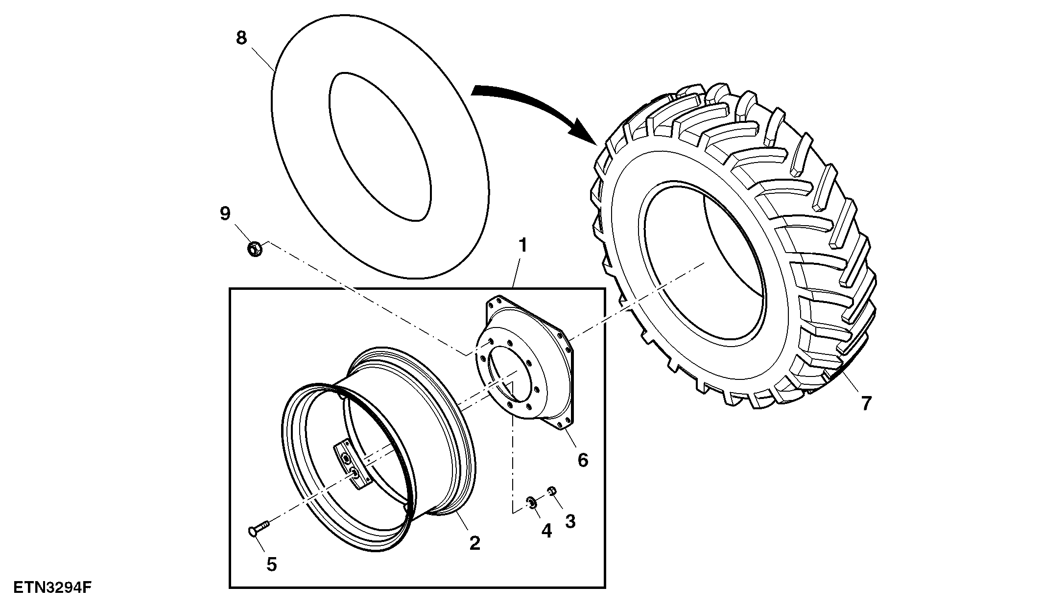 Front Wheels, Rim W10 X 24, Tire 12.4-24 ( - 107788)