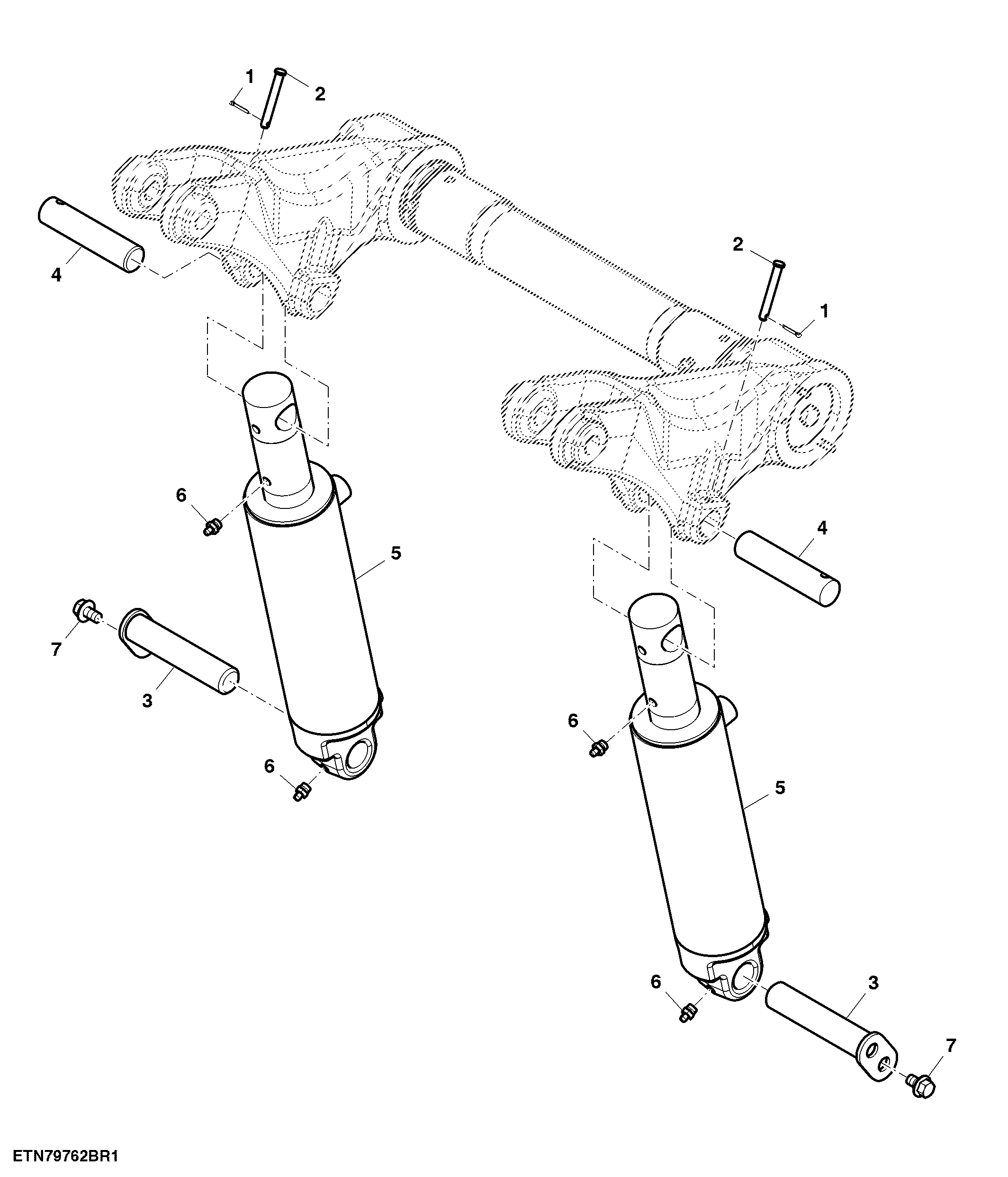 Rockshaft Hydraulic Cylinder, 70 mm Hitch Lift
