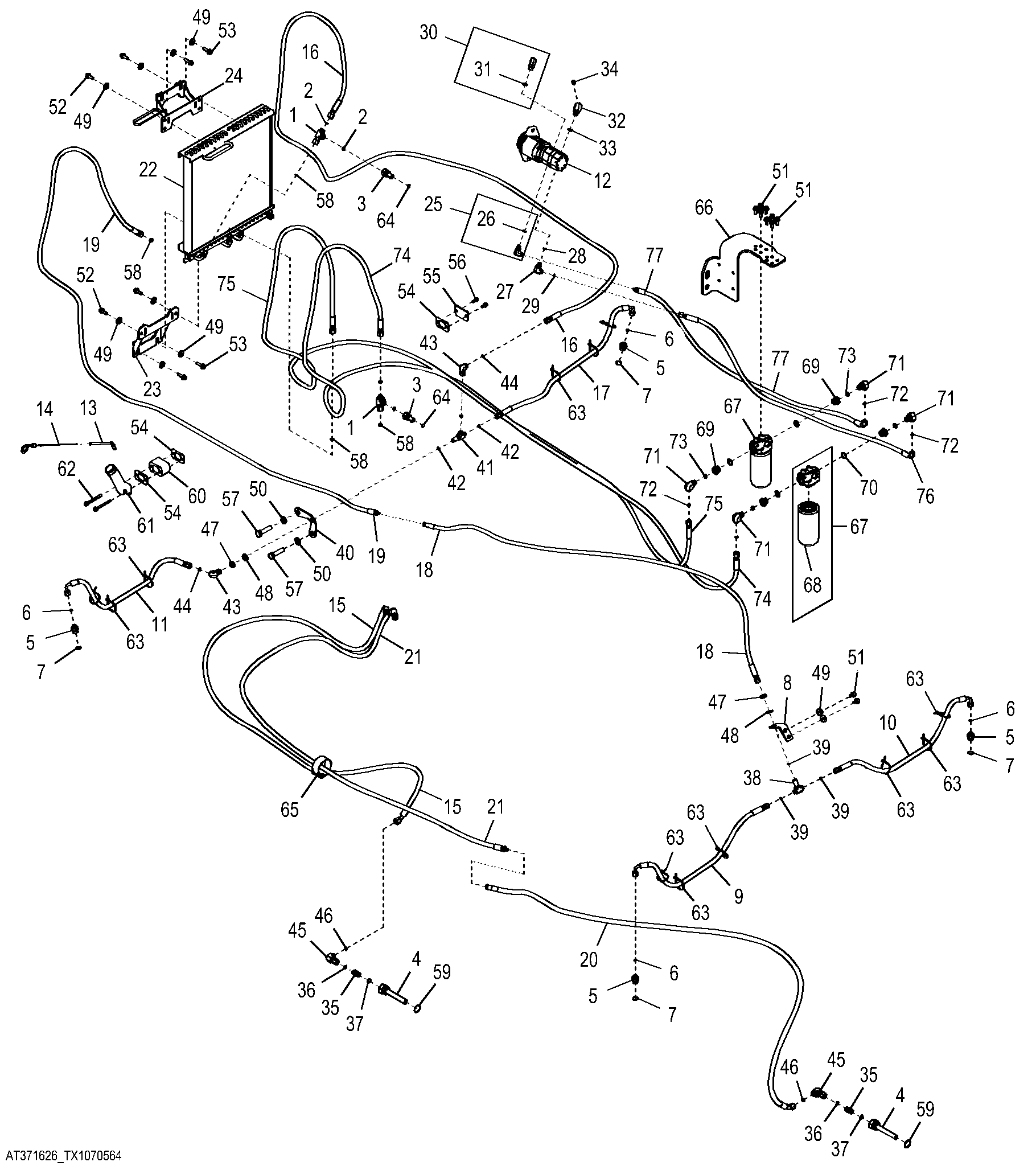 Axle Cooling System with Secondary Steering (Z-Bar) (626438 - )