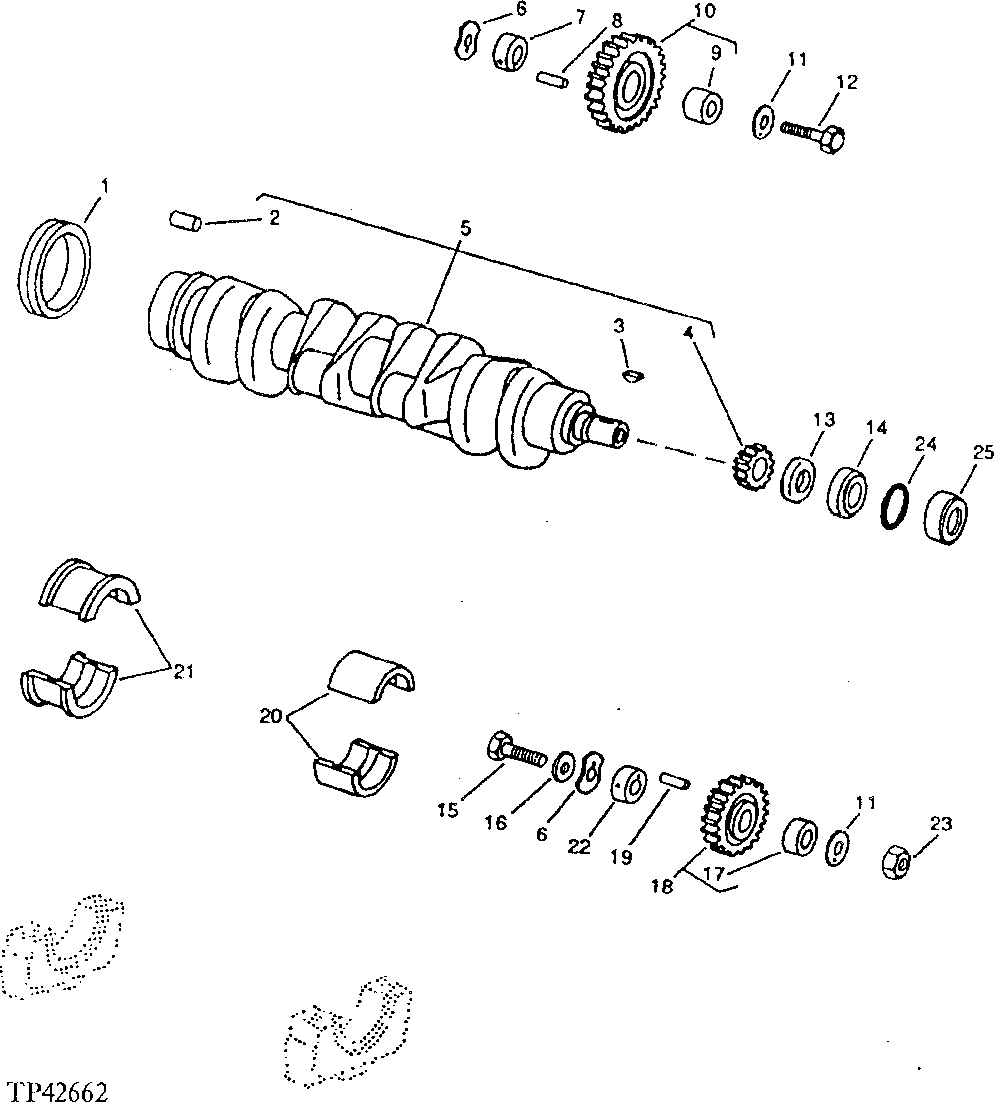 Crankshaft, Idler Gears / Main Bearings ( - 713822)
