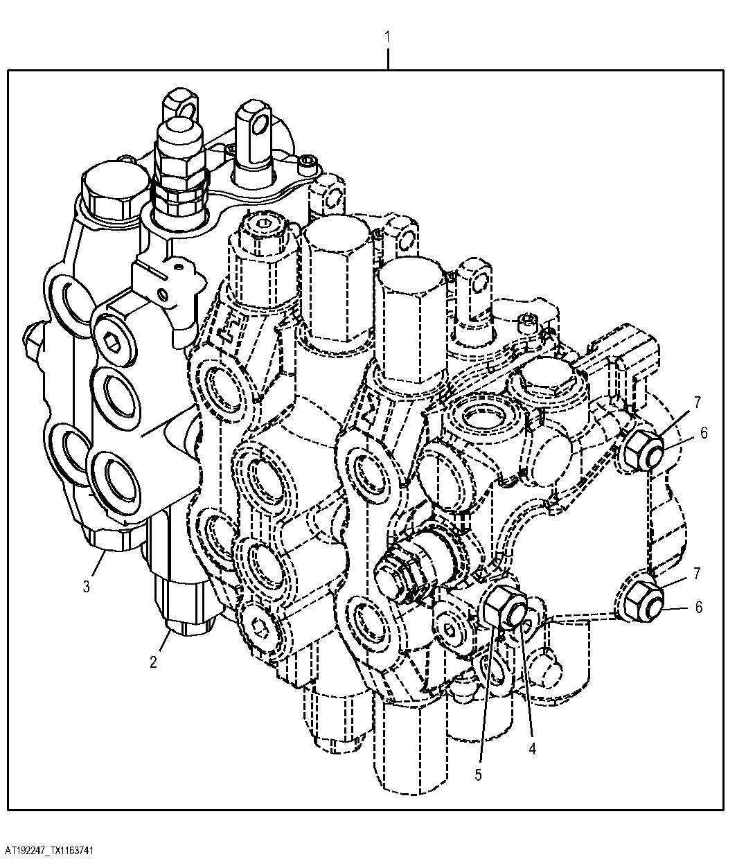 2-Way Control Valve for Right Foot Pedal, without Circuit Reliefs, for Pilot Controls