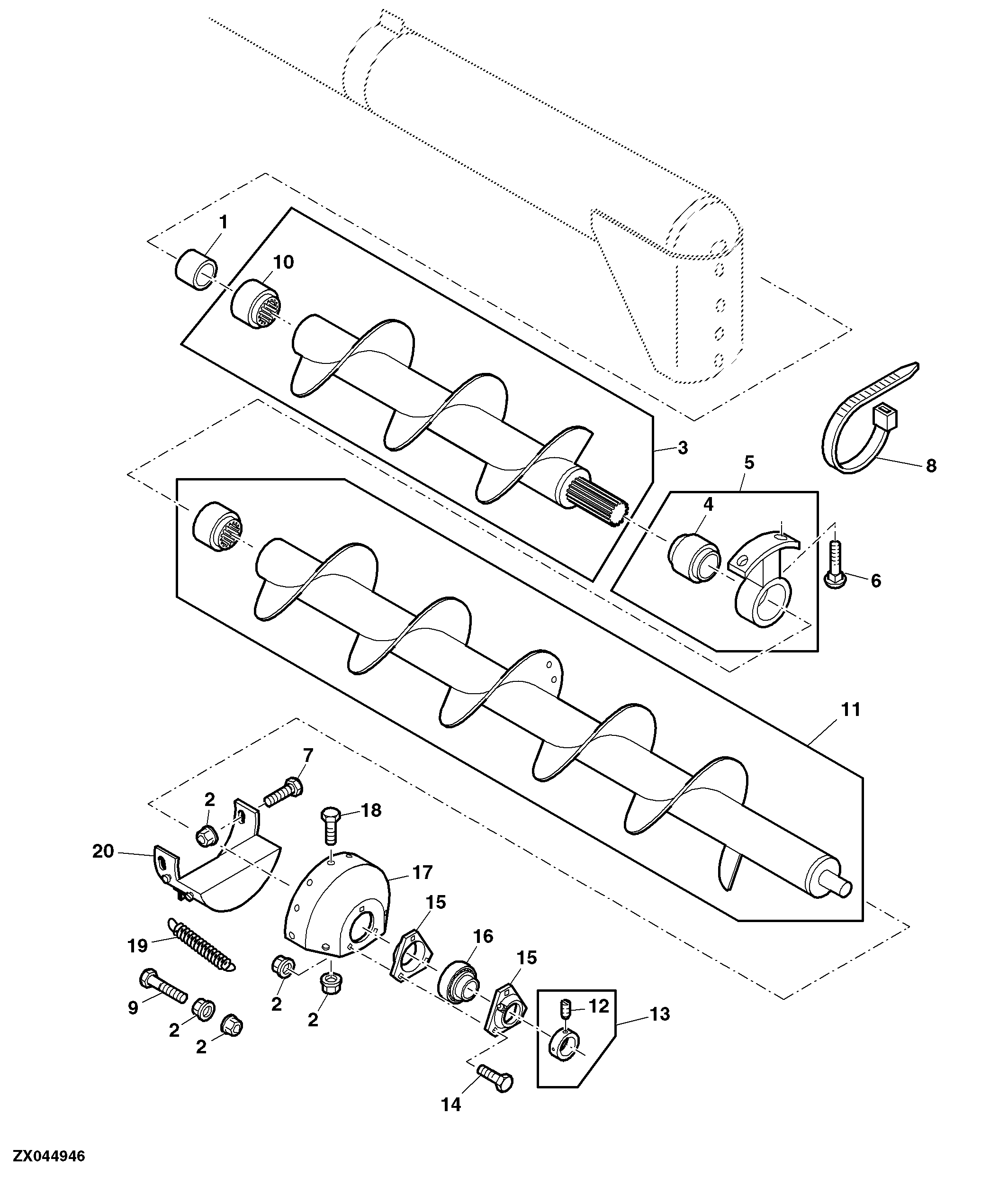 Horizontal Unloading Auger, 17 ft and 20 ft