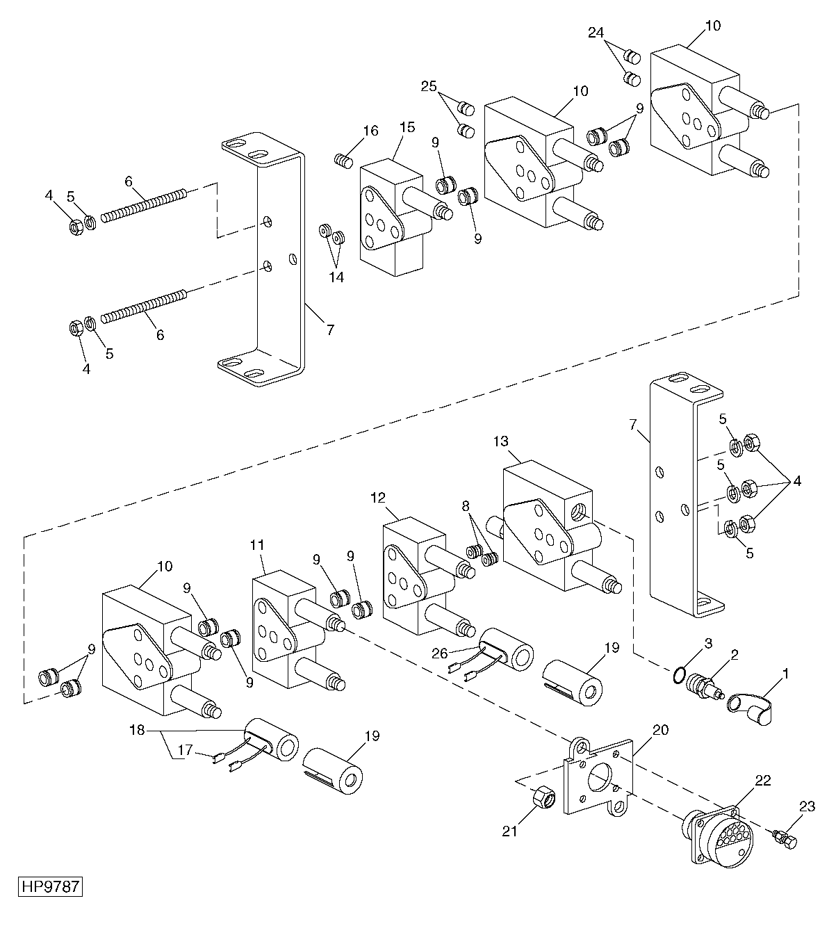 SEVEN STACK SOLENOID CONTROL VALVE MODULE ASSEMBLY AND MOUNTINGS