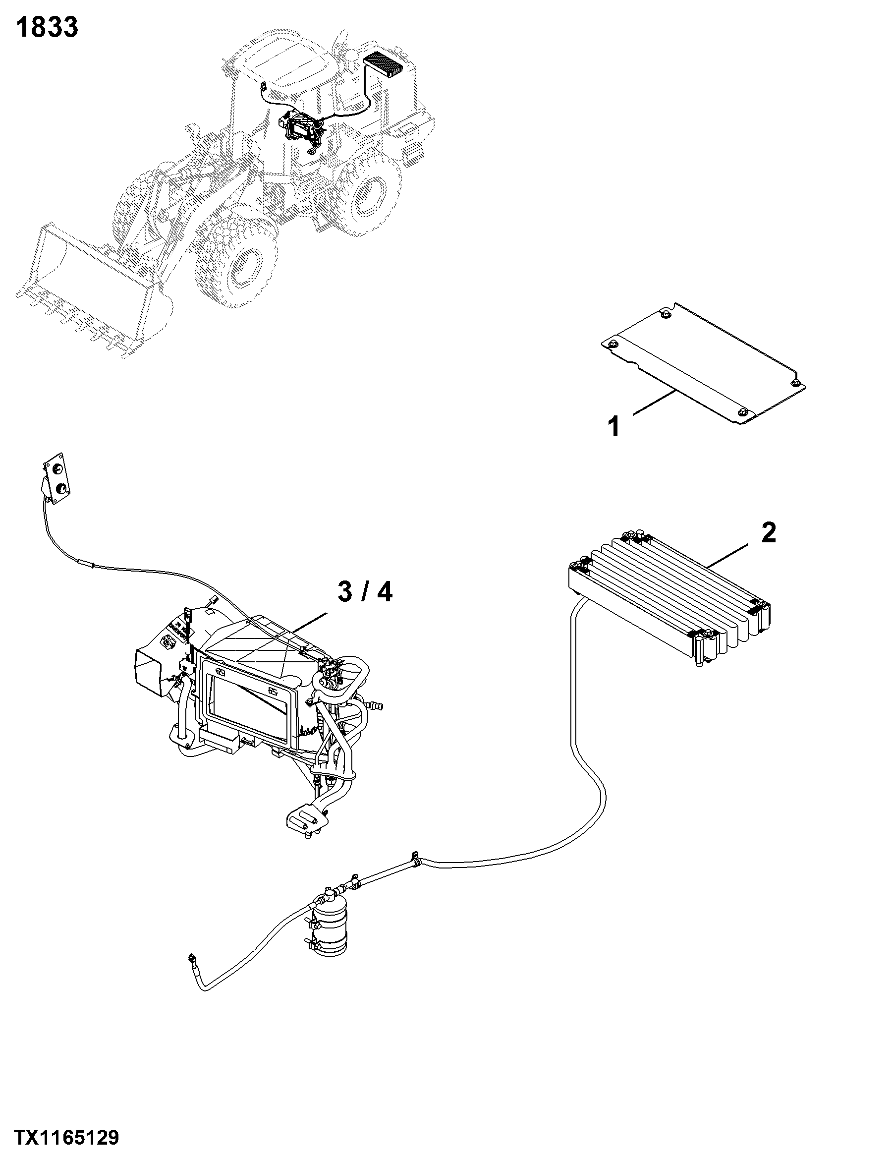1833 Condenser, Evaporator & Lines