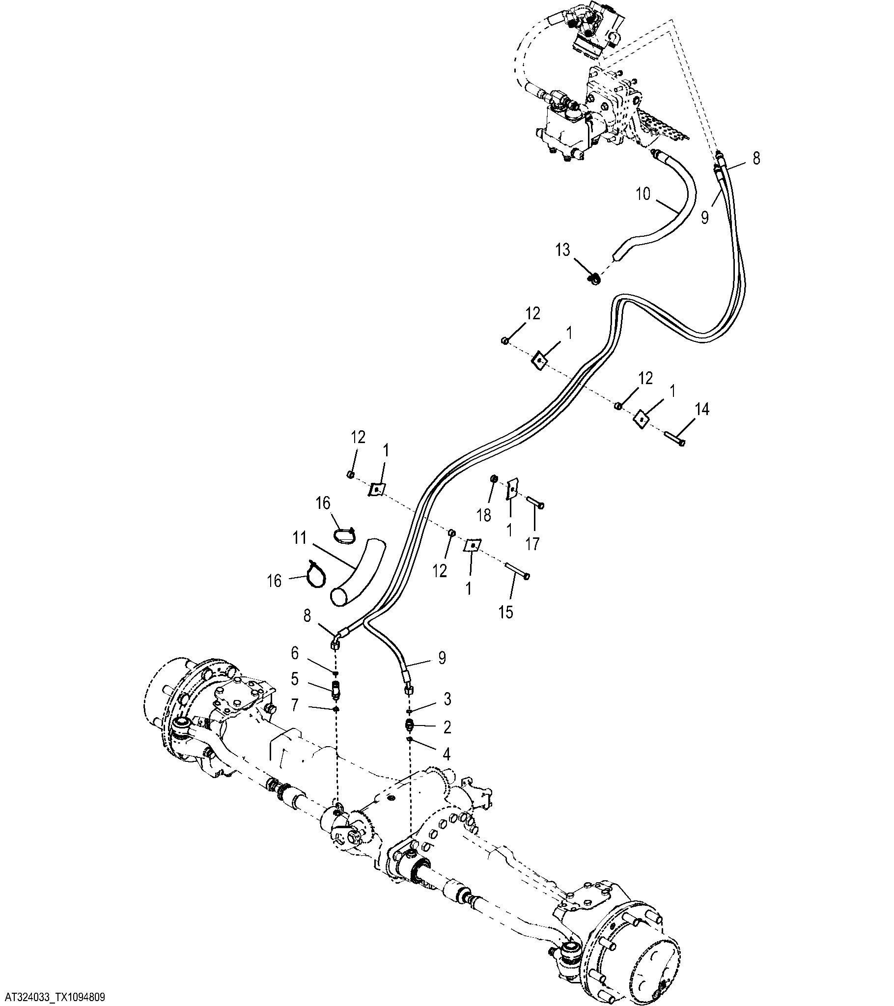 Steering Hydraulics with MFWD (Engine 4045TT094-)