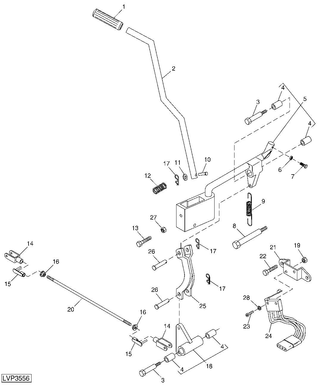 REAR PTO LEVER AND LINKAGE (STRADDLE MOUNT)