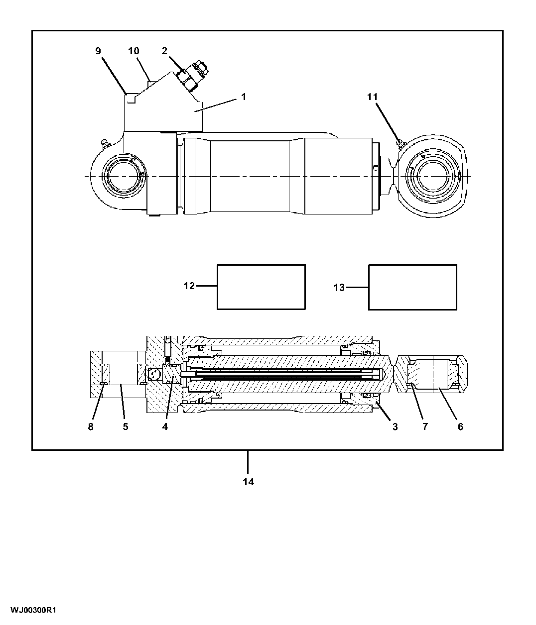 Components, Levelling Cab Hydraulic Cylinder ( - 5006)