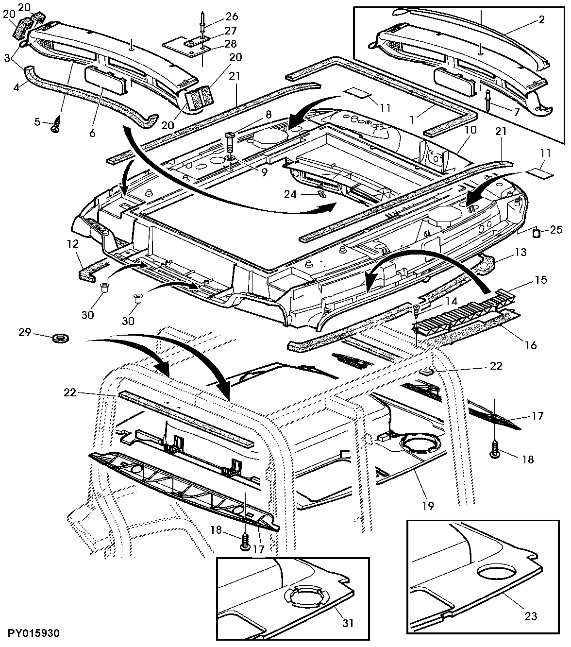 HEADLINER, HEADLINER TRIM (NOT WITH HINGED HATCH)