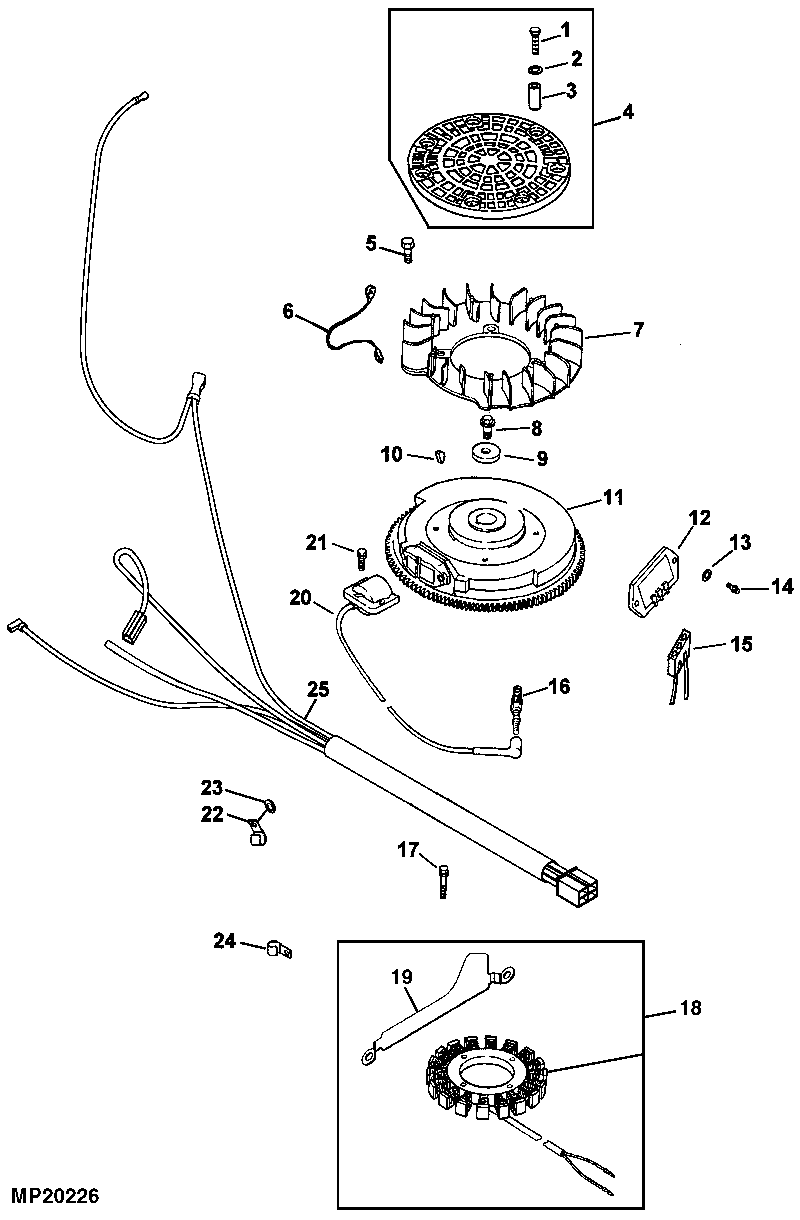 Flywheel, Screen, and Engine Electrical Parts