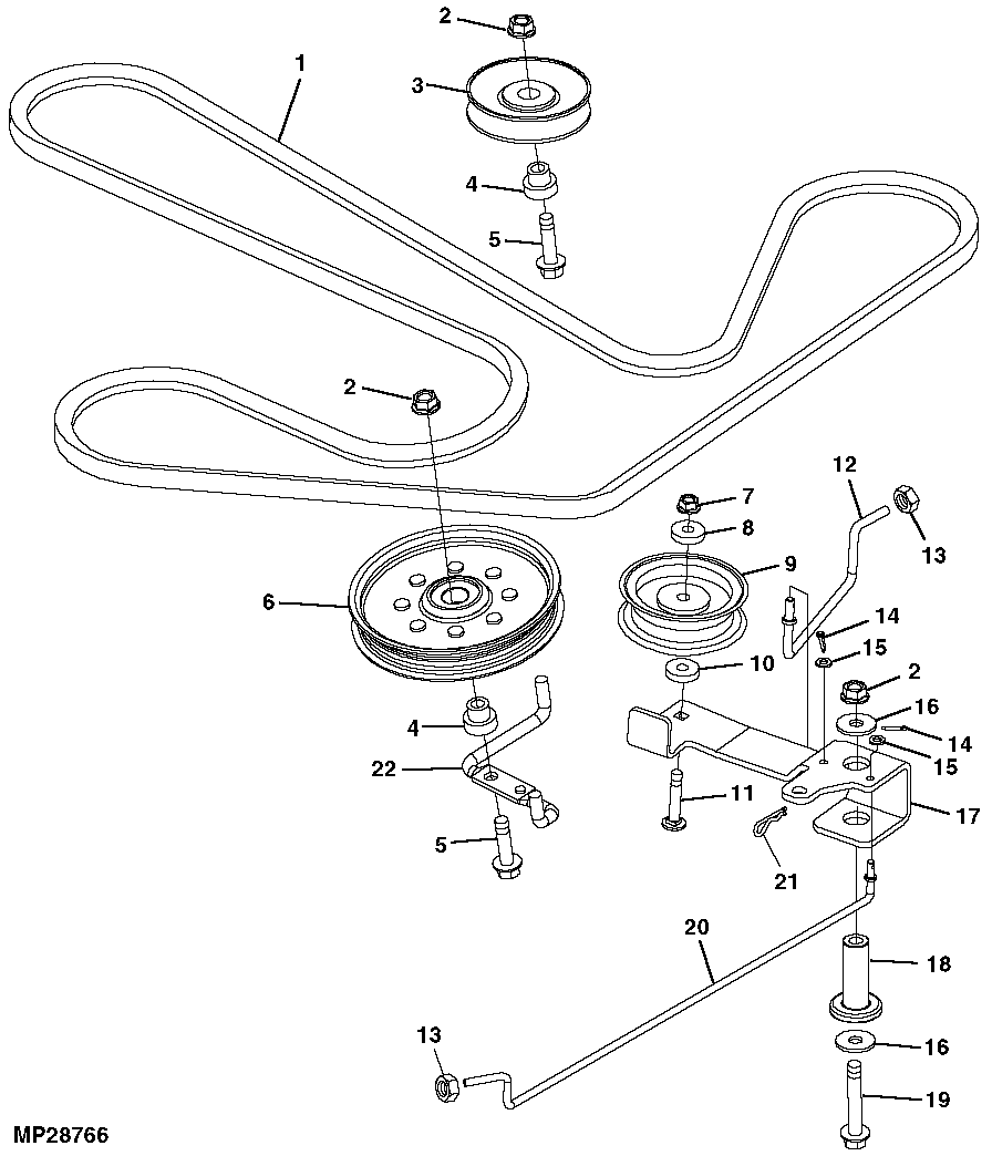 Belt Drive and Idlers, Mower Deck, 42C inch