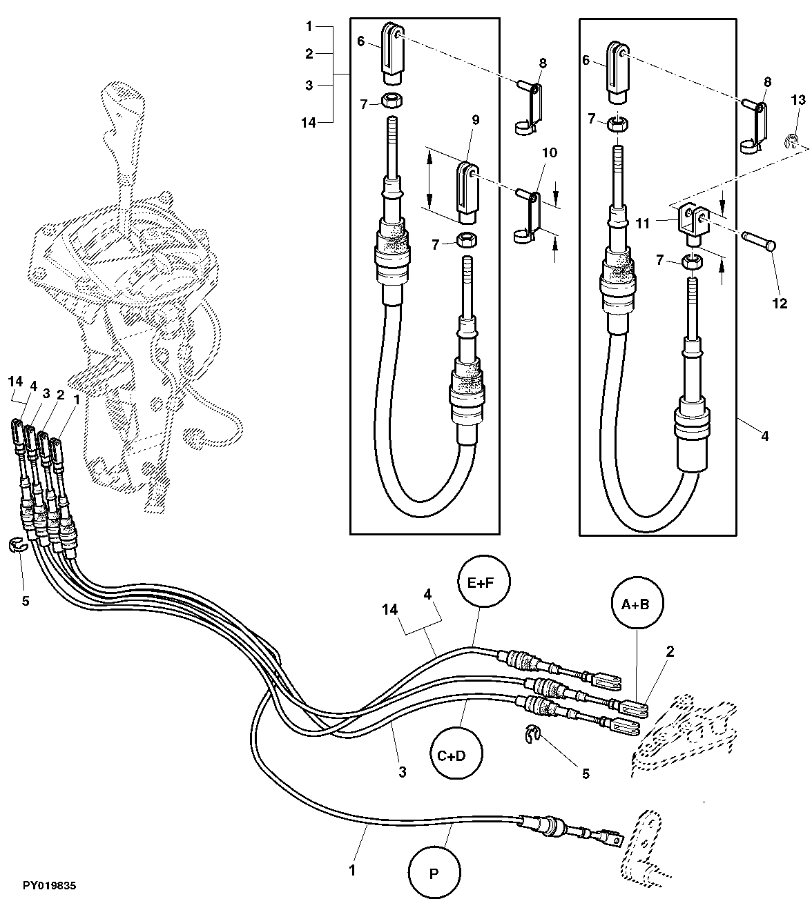 BOWDEN CABLES FOR 6-RANGE SHIFT AND PARK LOCK